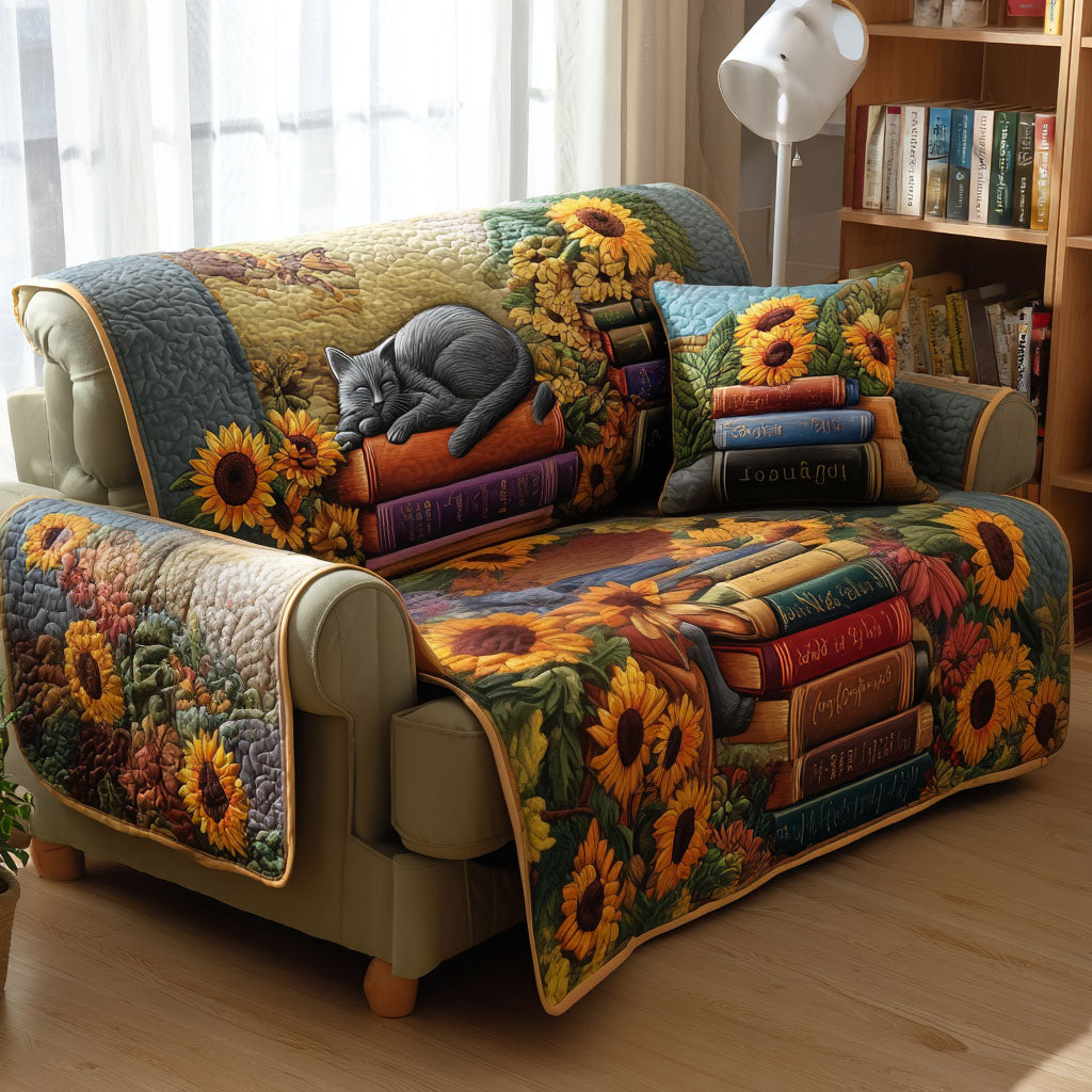 Reading Whiskers Quilted Sofa Cover Living Room Design Great Book Lover Presents