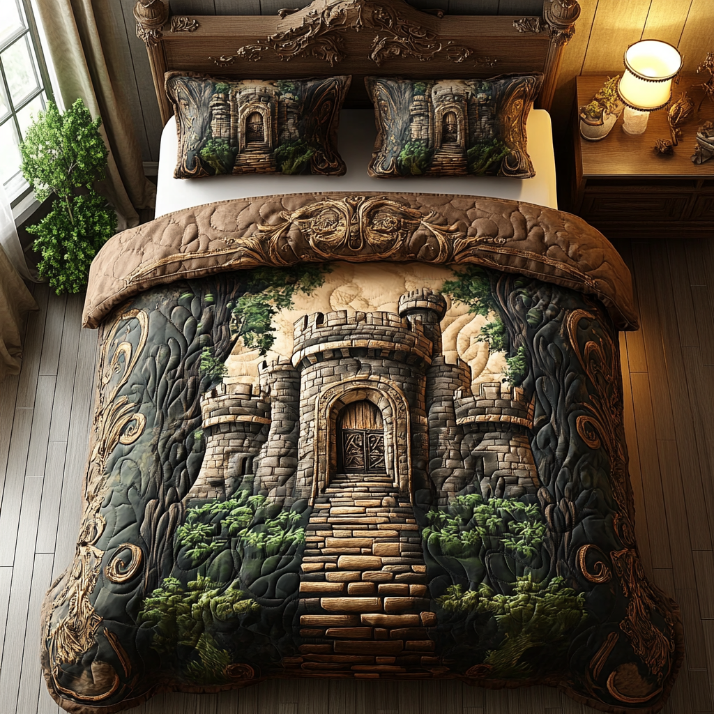 Realm of the Castle Quilted Bedding Set Bed Decor Ideas Cool Gifts For Dad