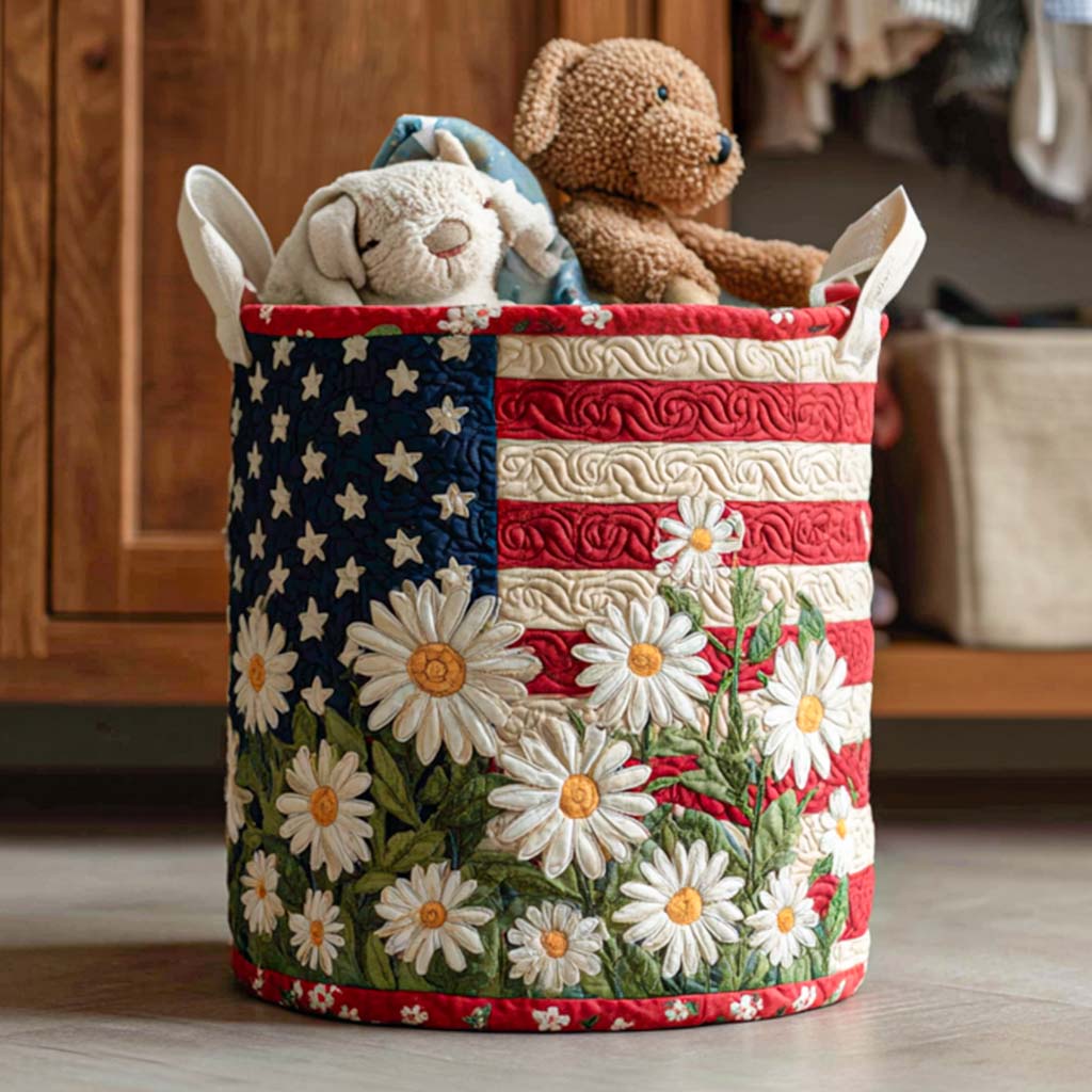Red Blue White Quilted Laundry Basket Best Clothes Basket Best 4Th Of July Gifts