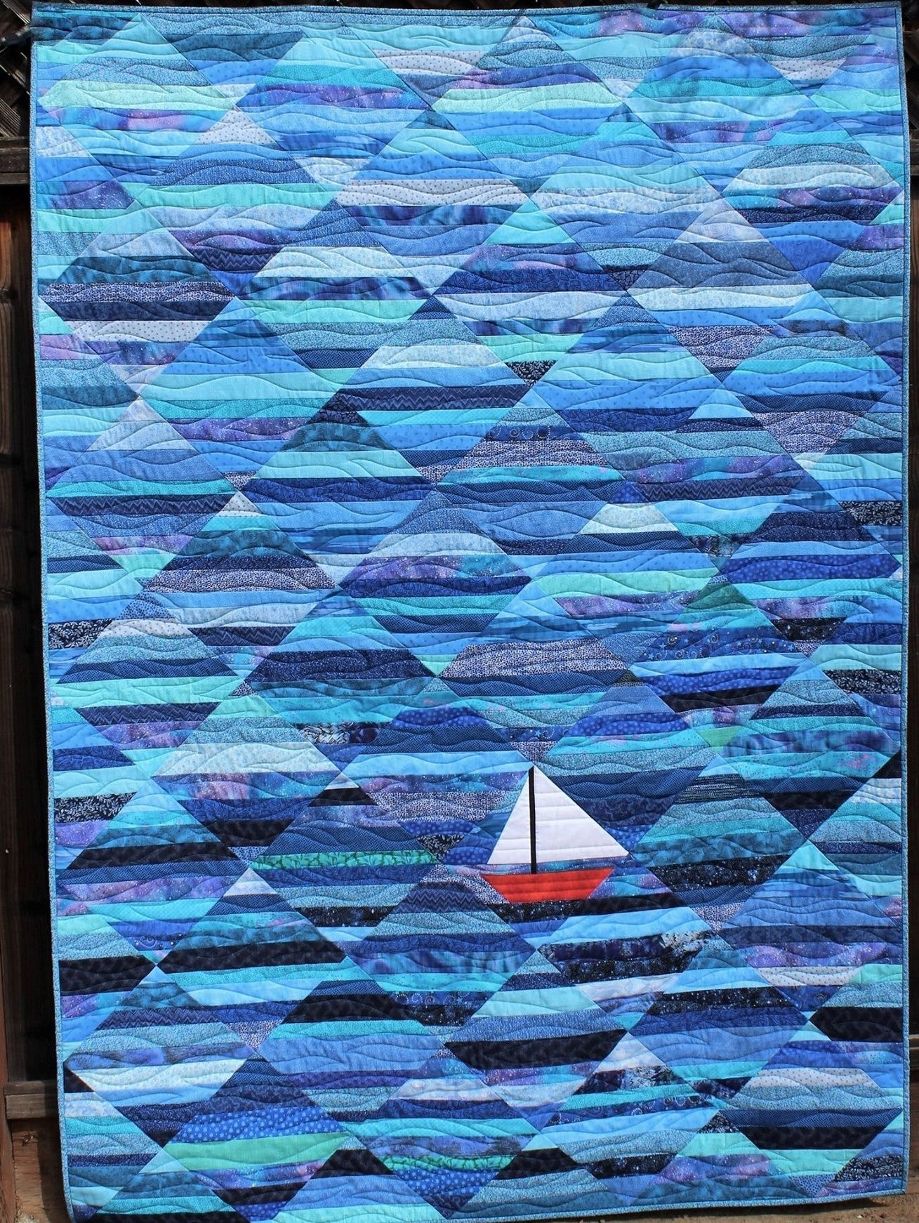 Red Boat Blue Sea Quilted Blanket Boho Bedroom Decor Last Minute Gifts For Mom