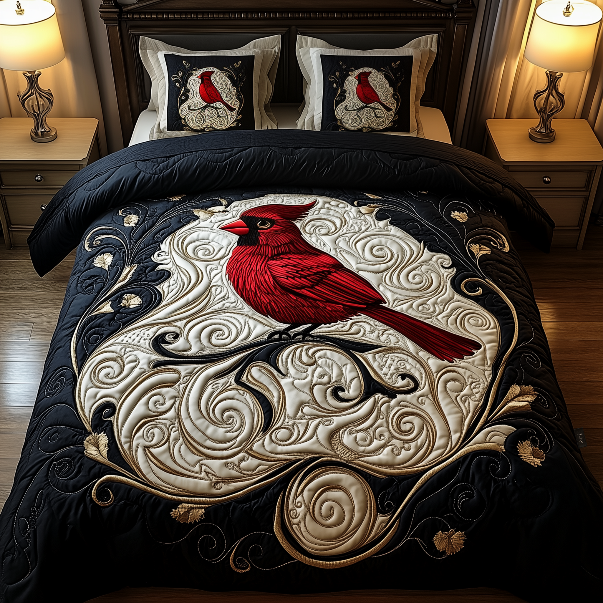 Red Cardinal Quilted Bedding Set Xmas Duvet Cardinal Gifts For Christmas