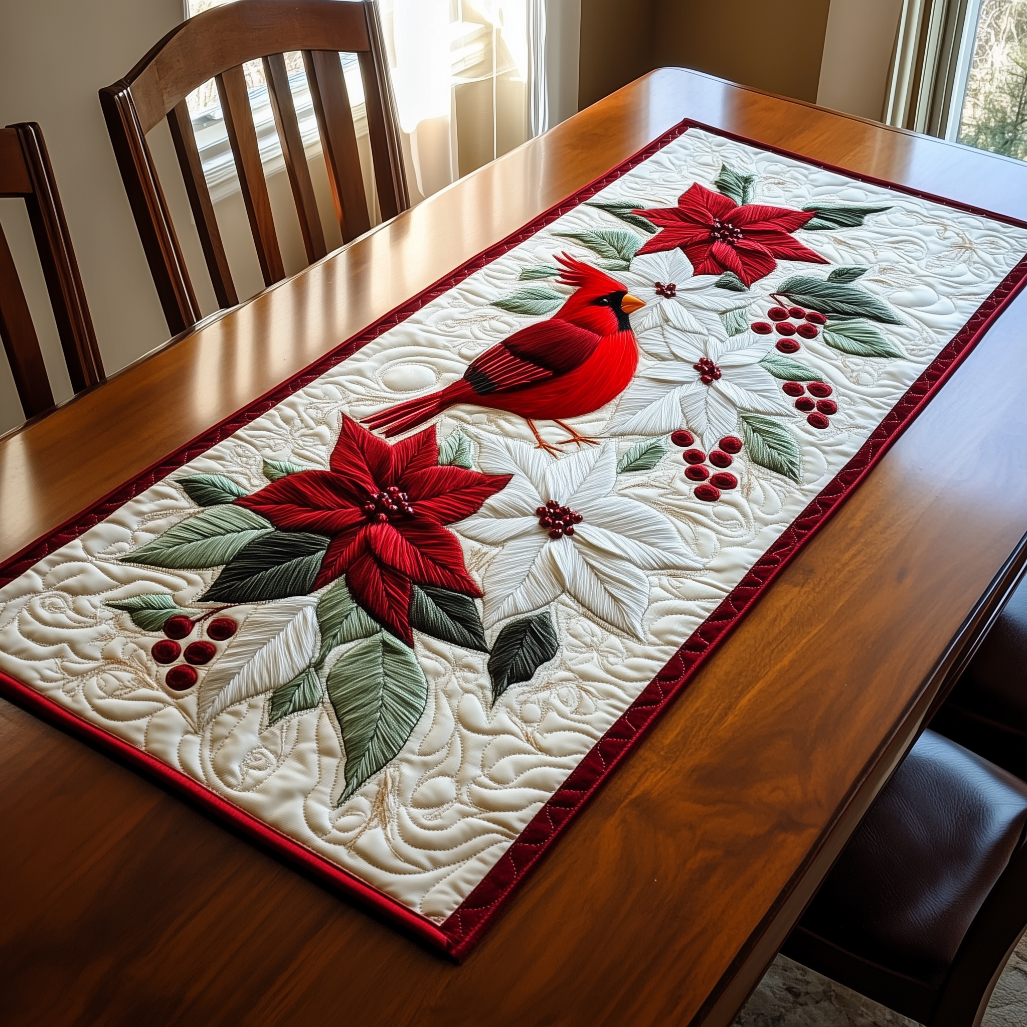 Red Cardinal Quilted Table Runner Best Christmas Dinner Table Decorations Christmas Gifts For Girlfriend