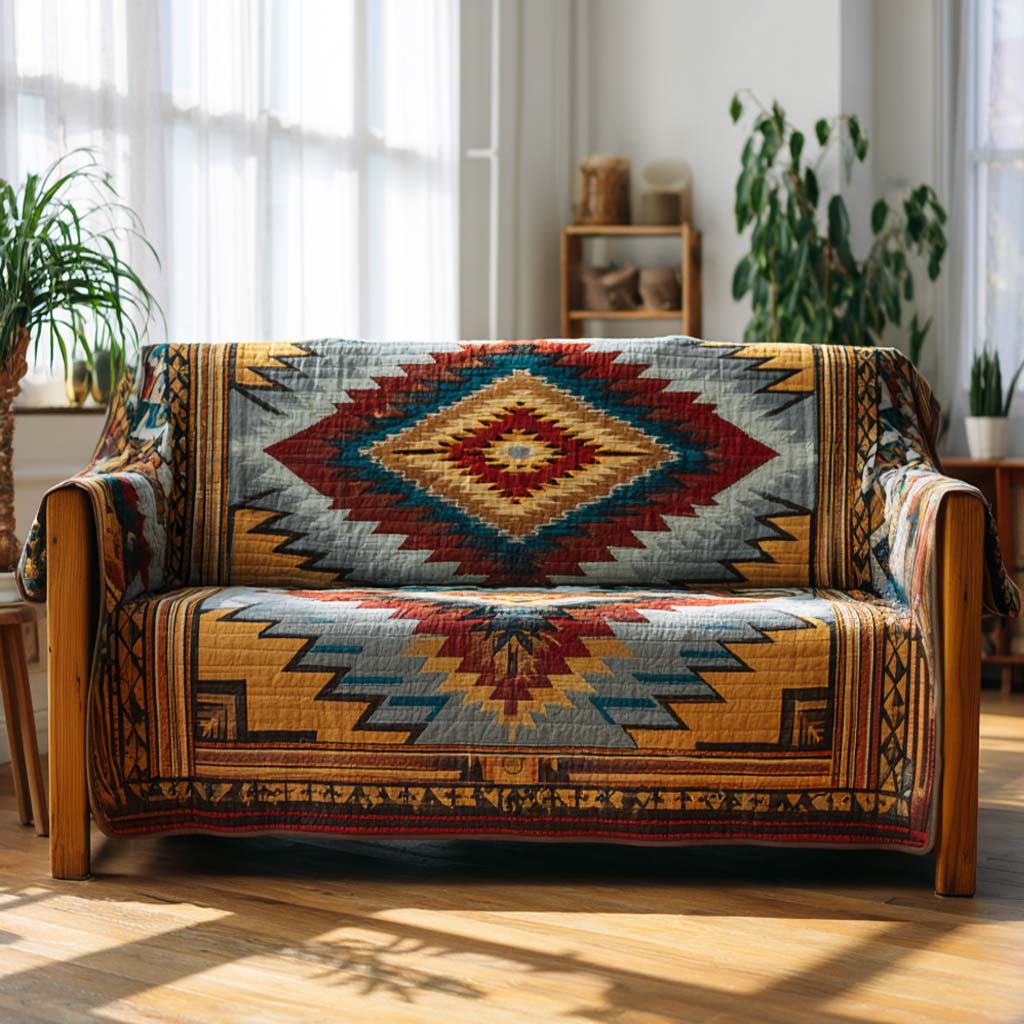 Red Mesa Canyon Quilted Sofa Cover Sofa Protector Native American Gifts Online