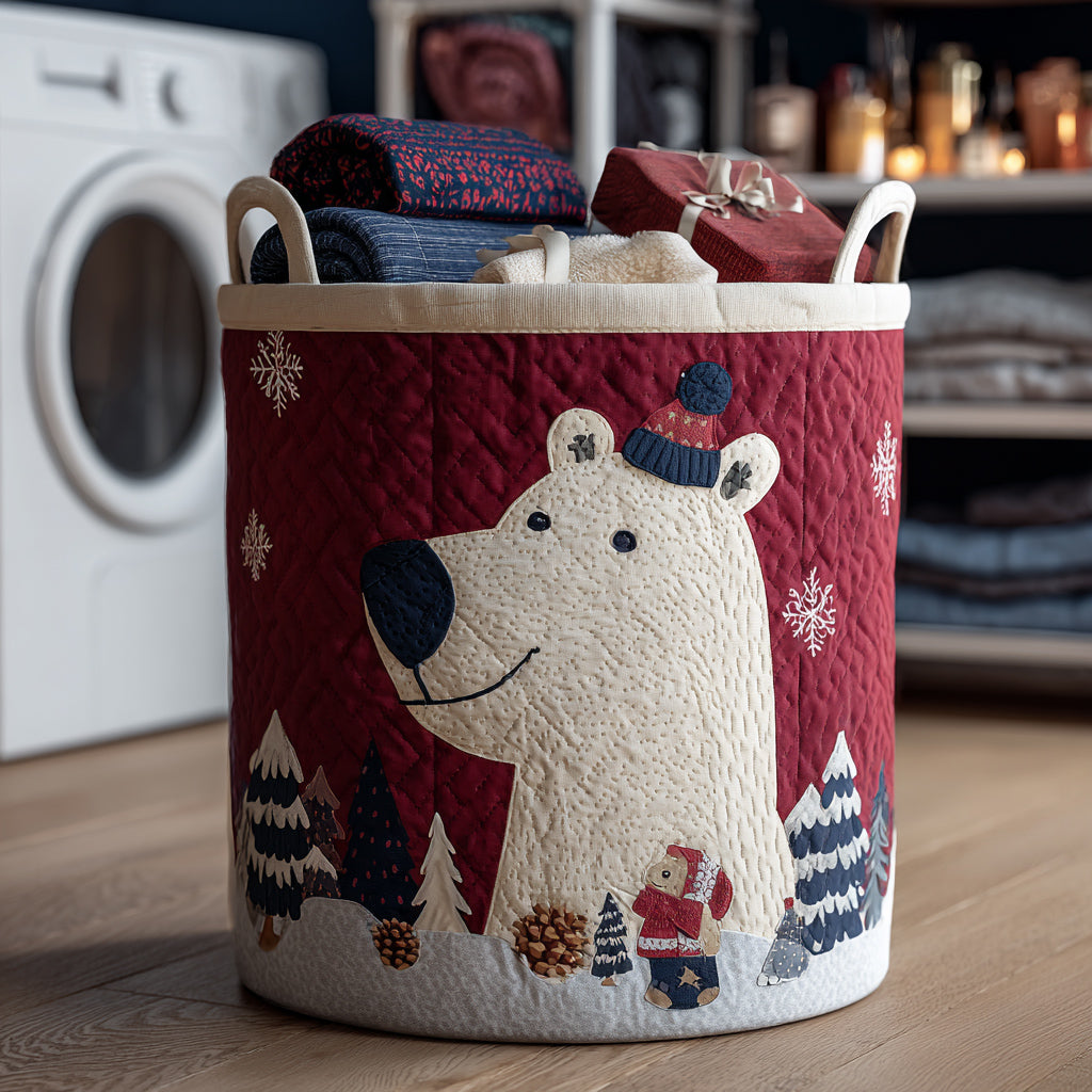 Red Polar Bear Quilted Laundry Basket Coolest Laundry Baskets Gifts For Koala Lovers