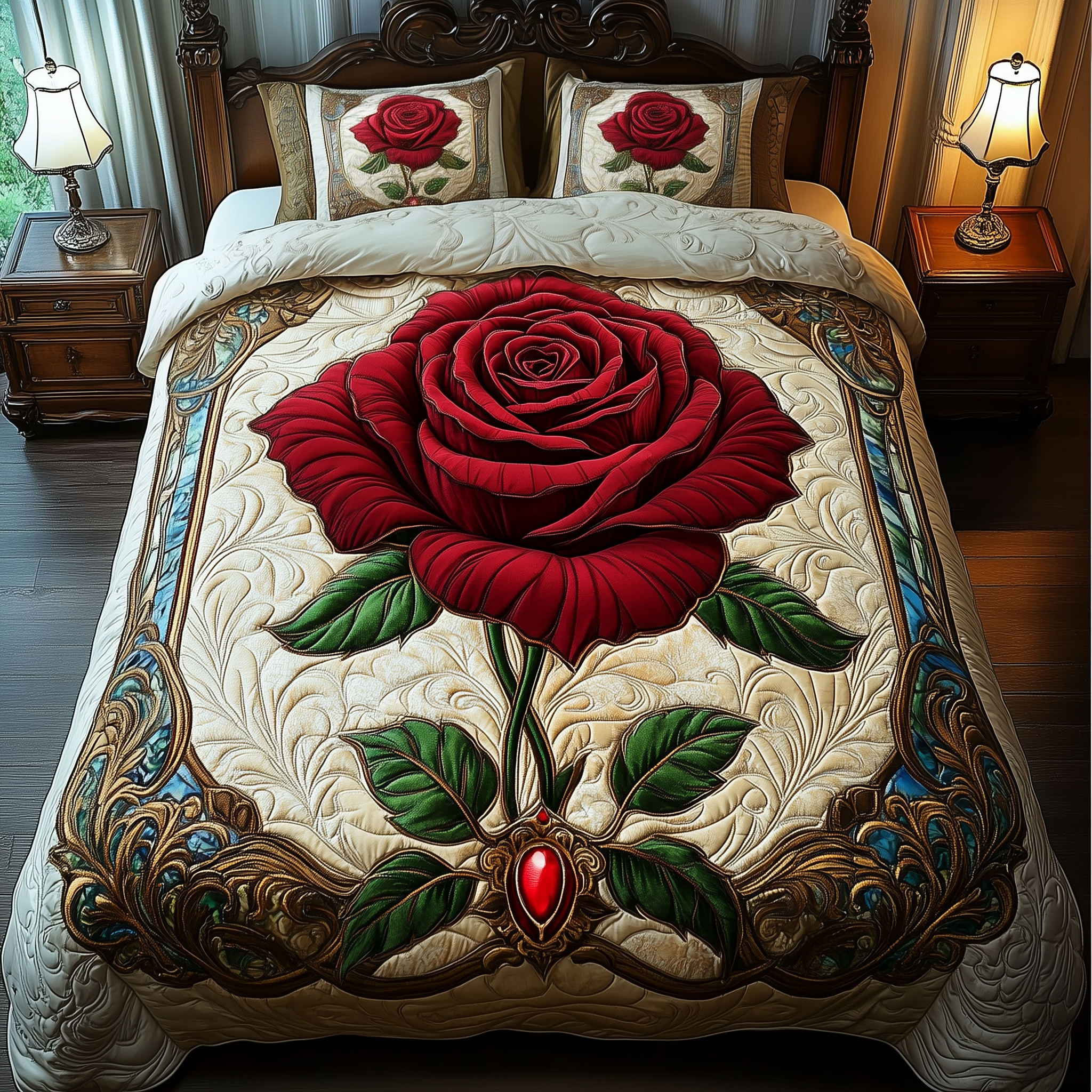 Red Rose For U Quilted Bedding Set Best Queen Sheets Skull Items For Gifts