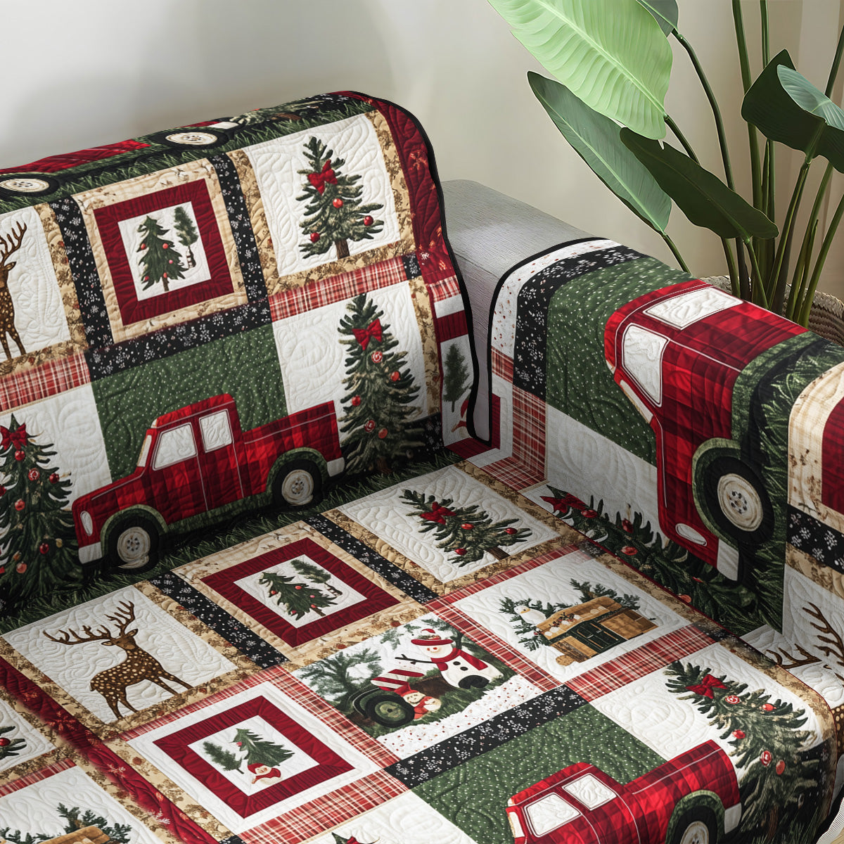 Red Truck Adventure Quilted Sofa Cover Couch And Sofa Covers Family Xmas Gift Ideas