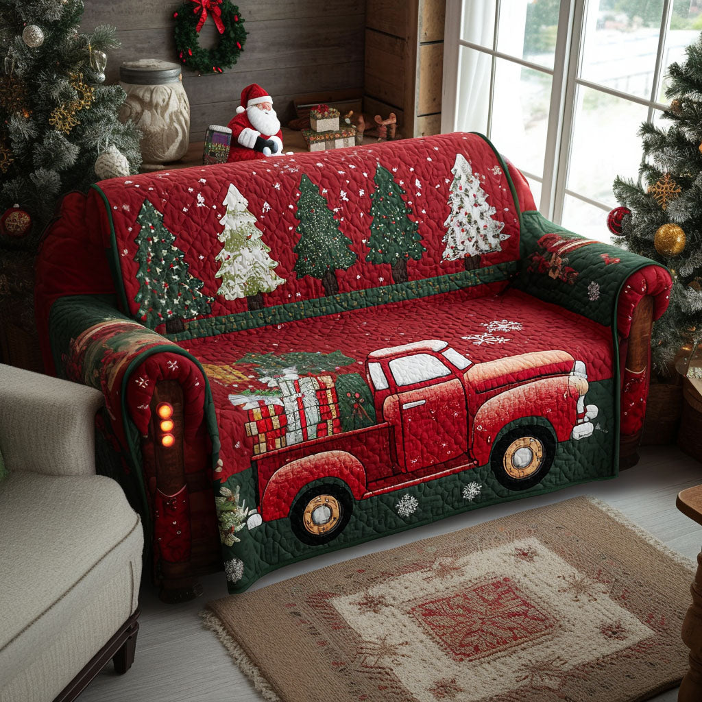 Red Truck Christmas Magic Quilted Sofa Cover Best Sofa Covers Christmas Ideas For Wife