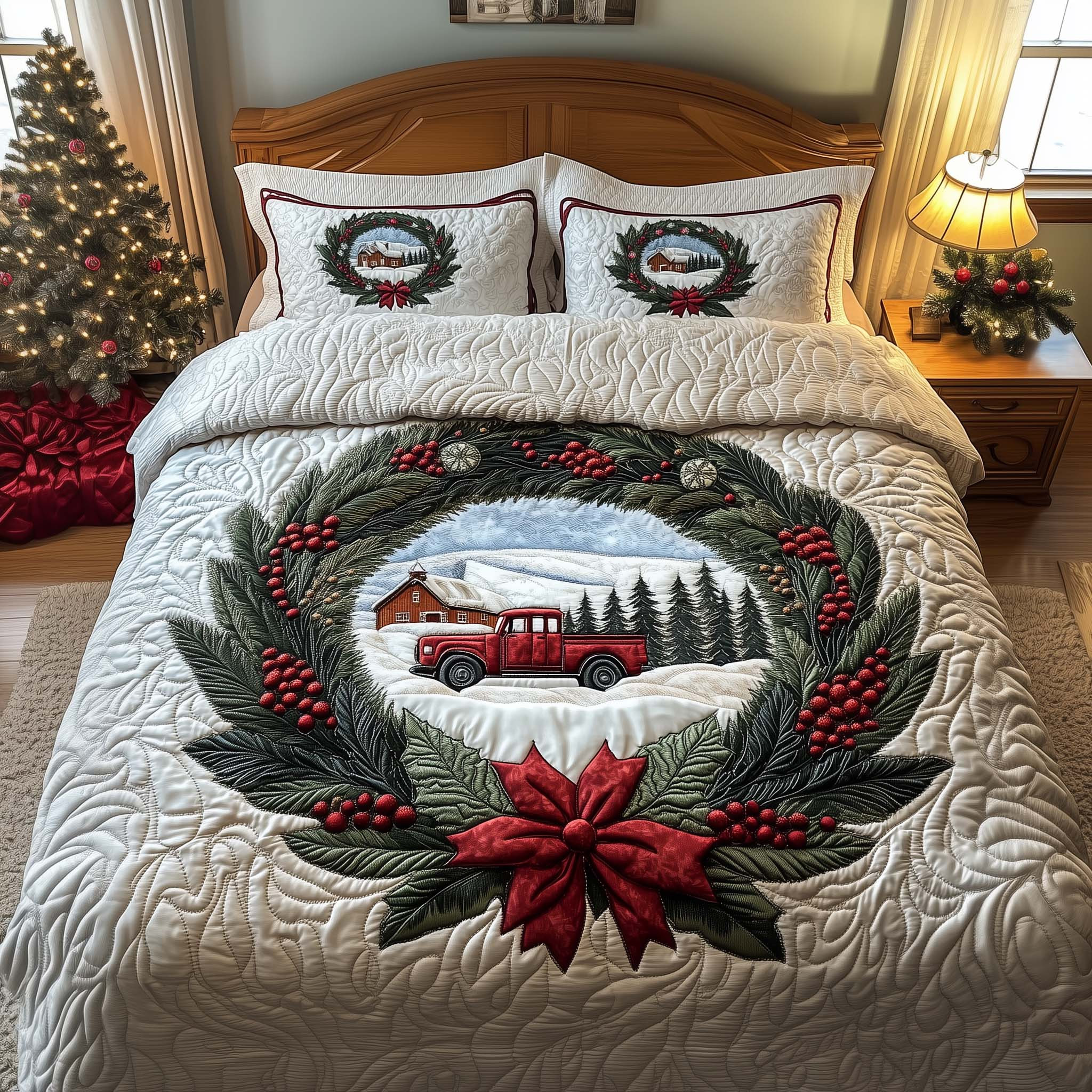 Red Truck Quilted Bedding Set Cute Christmas Bedrooms Christmas Presents