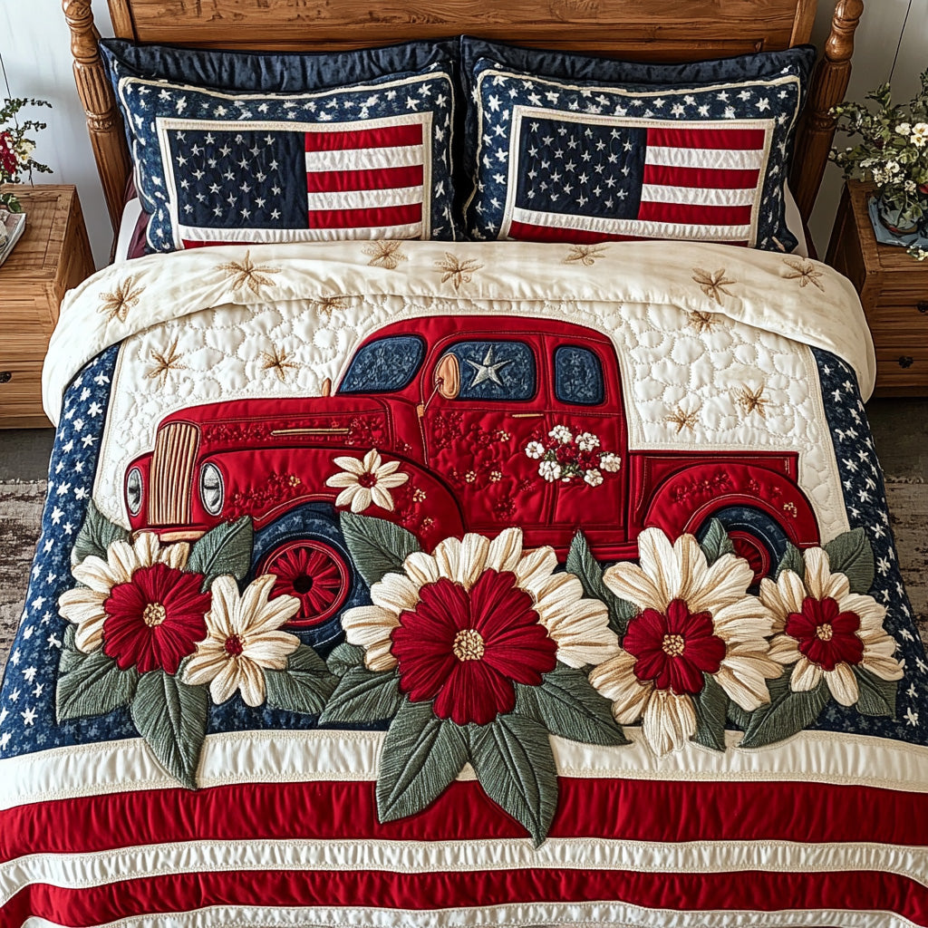 Red Truck USA Quilted Bedding Set Bedspreads Target Mother's Day Gifts