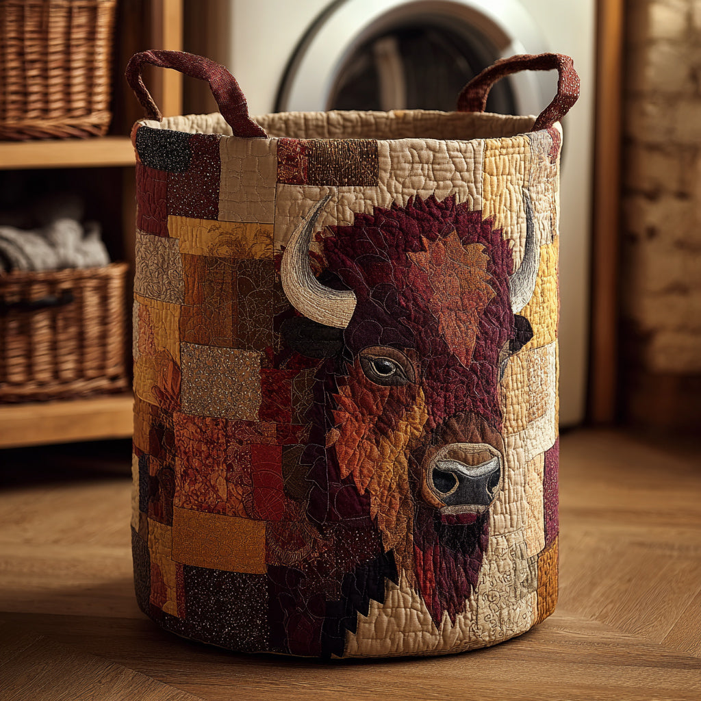 Regal Bison Portrait Quilted Laundry Basket Clothes Hamper Awesome Father's Day Gifts