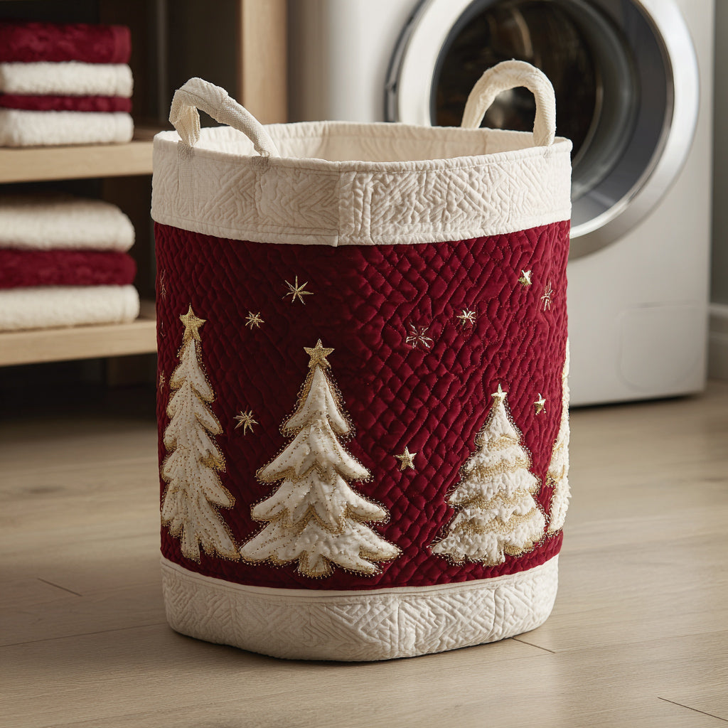 Regal Christmas Tree Quilted Laundry Basket Unique Clothes Hamper Christmas Gifts For Wife