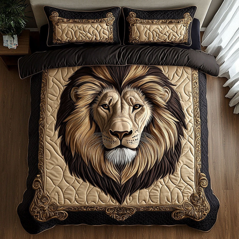 Regal Lion Quilted Bedding Set Bedroom Decor Ideas Awesome Gifts For Lion Lovers