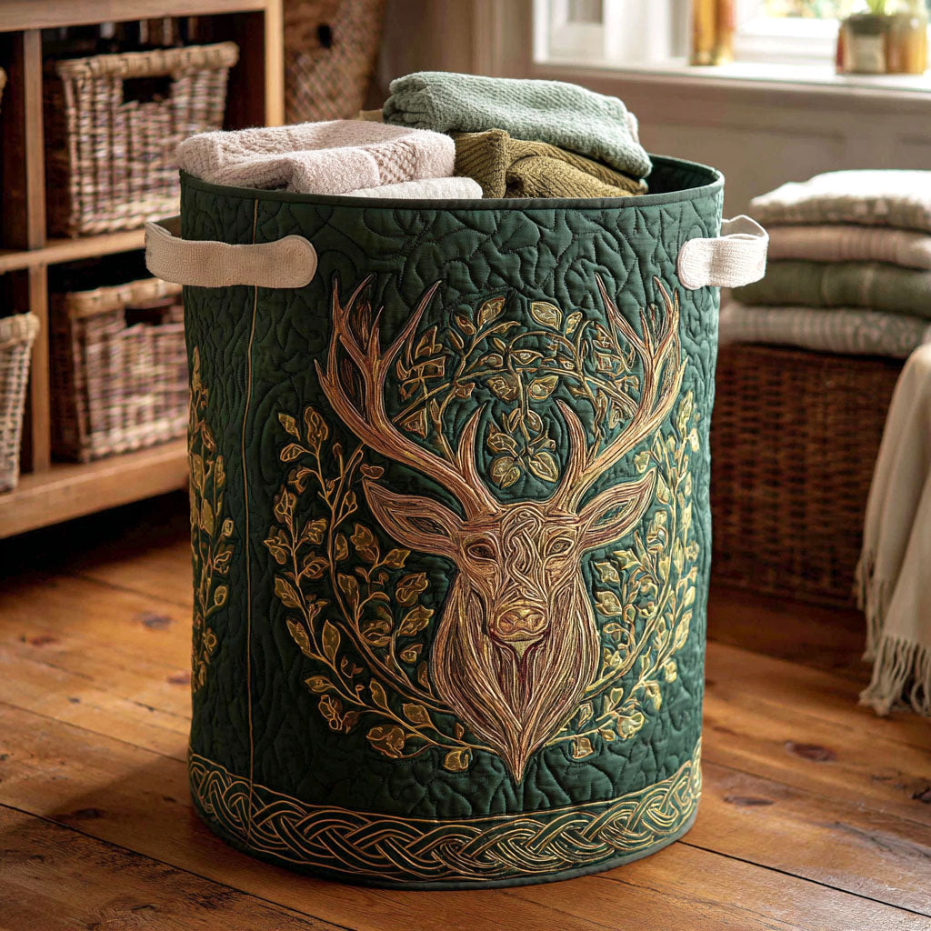 Regal Stag Crest Quilted Laundry Basket Best Foldable Laundry Basket Father's Day Presents For Son