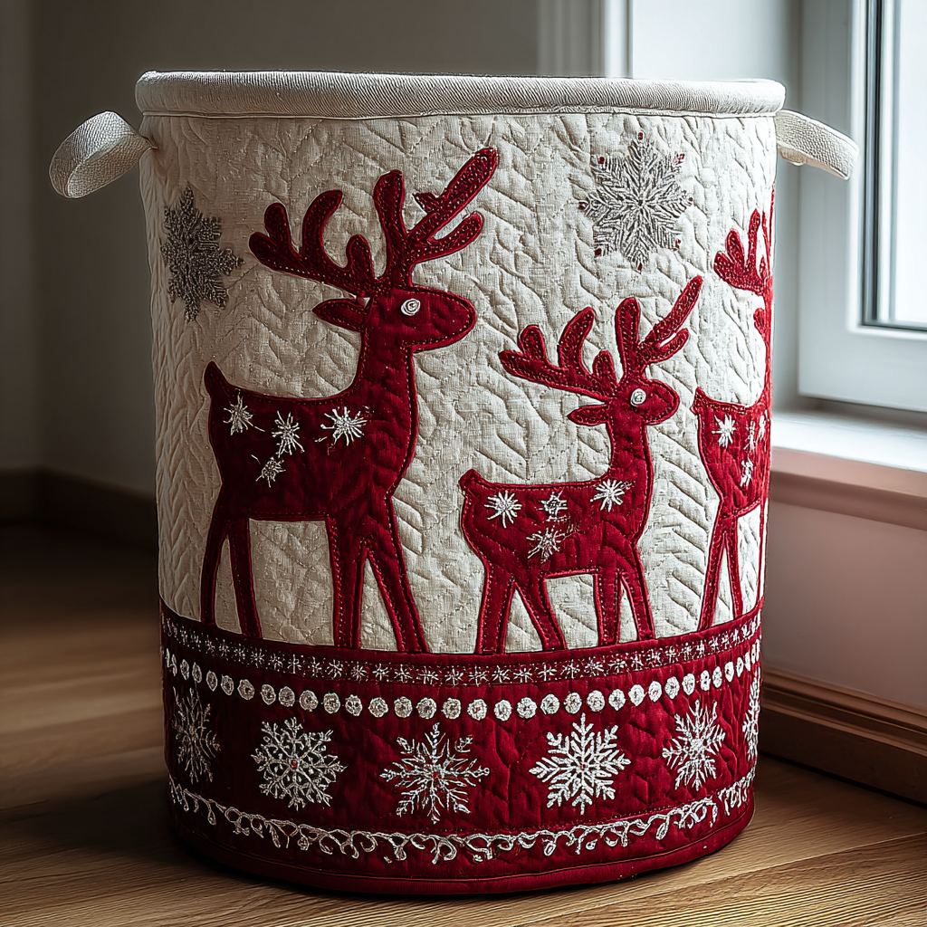 Reindeer Dream Quilted Laundry Basket Clothes Basket Storage Christmas Gift Ideas For Mom