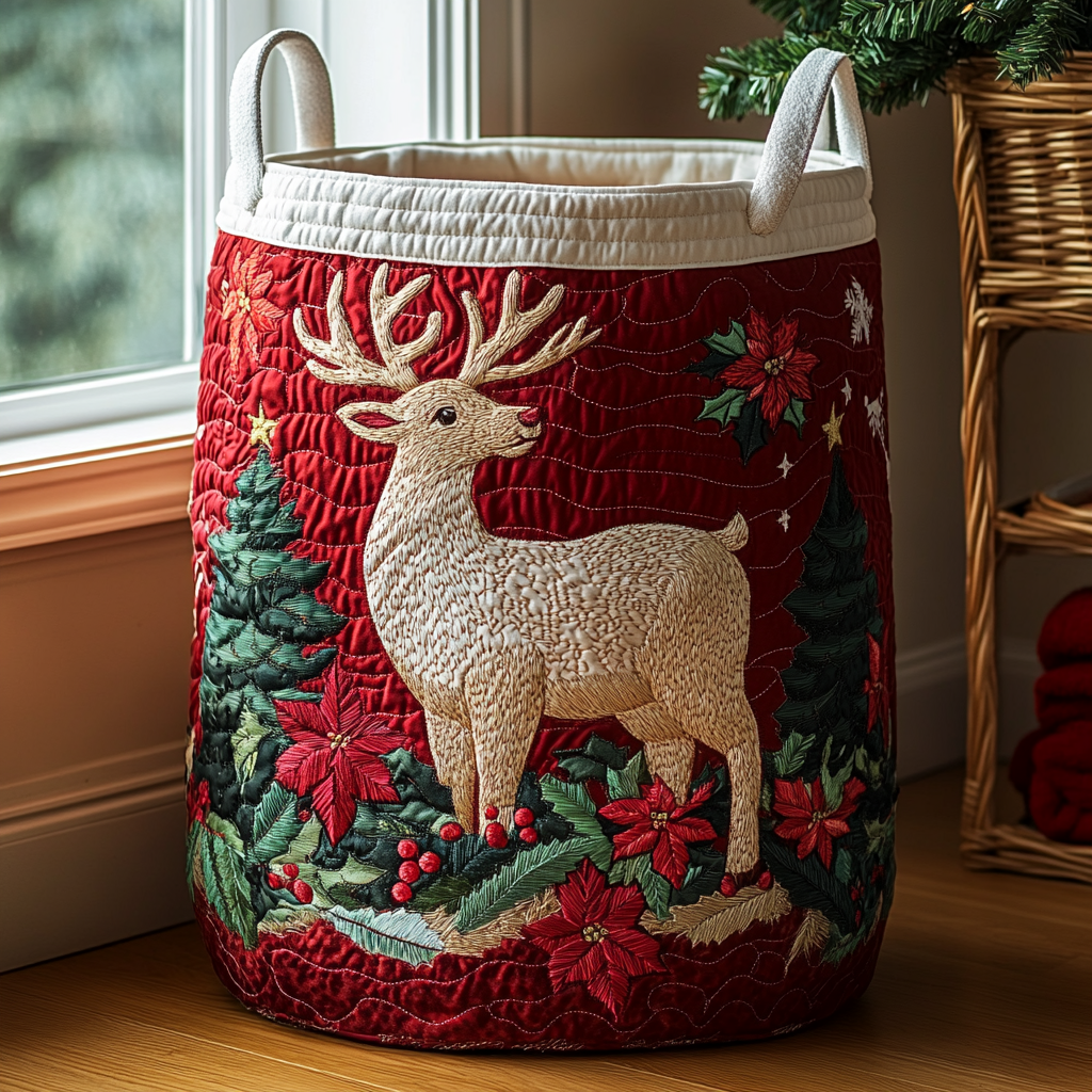 Reindeer Forest Quilted Laundry Basket Laundry Room Ideas Best Christmas Gifts For Women