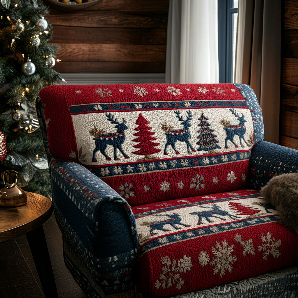 Reindeer Harmony Quilted Sofa Cover Winter Living Room Decor Christmas Ideas For Women