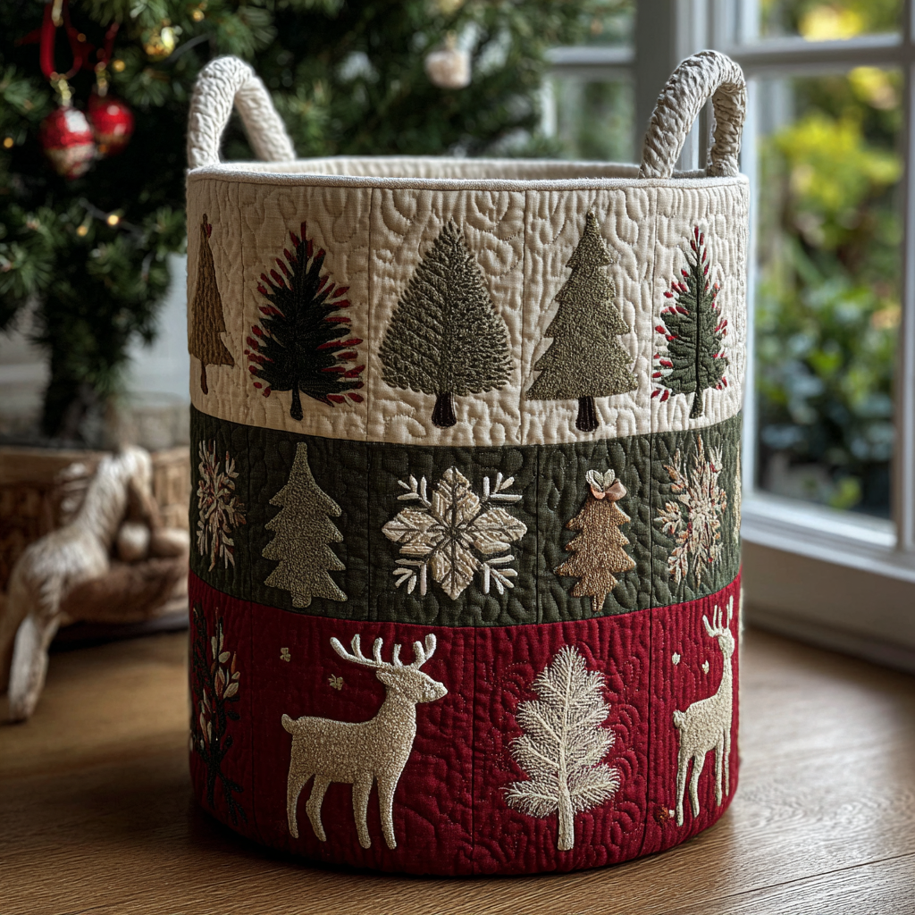 Reindeer Joy Quilted Laundry Basket Biggest Laundry Basket Unique Christmas Gifts