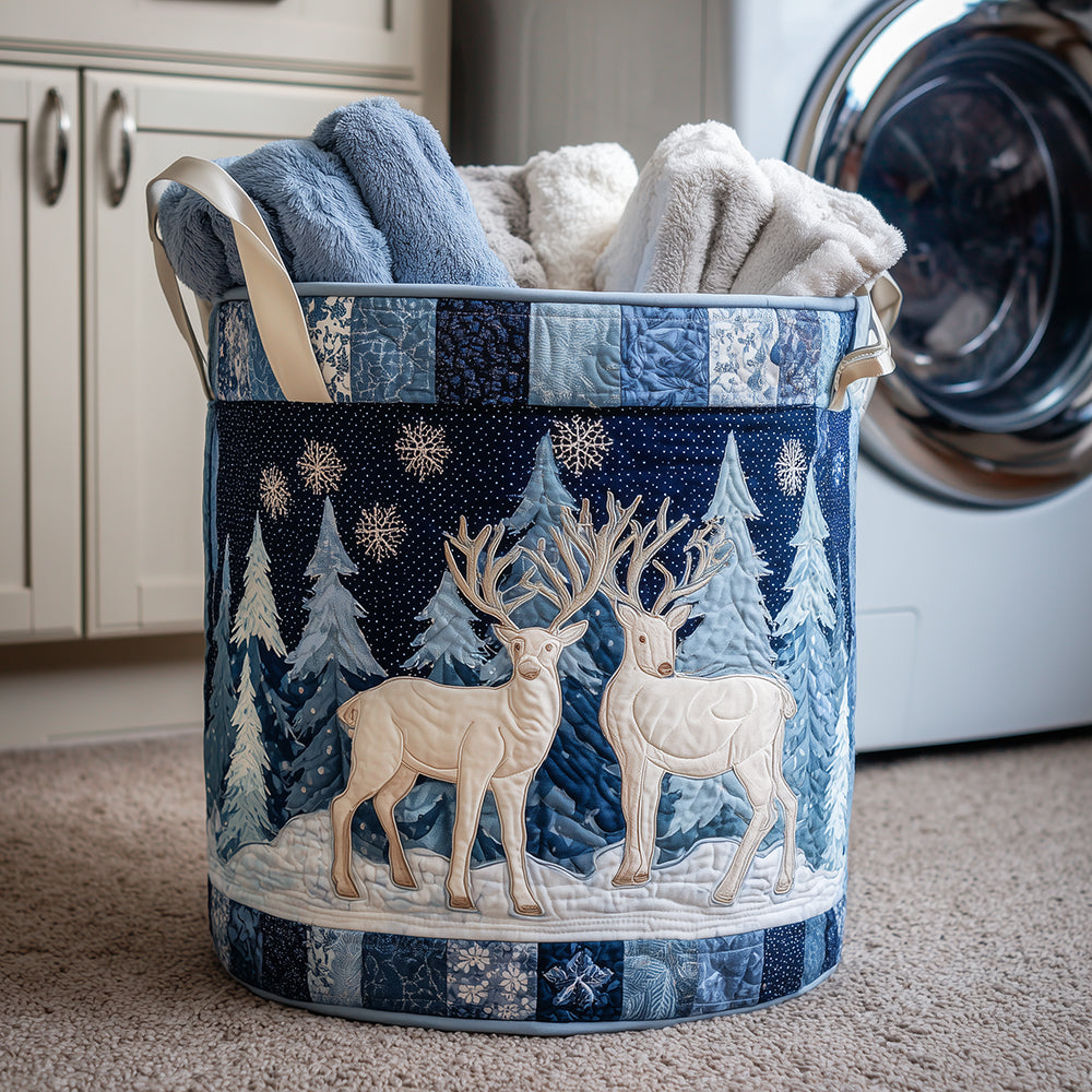 Reindeer Magic Quilted Laundry Basket Best Hampers Grandma Grandpa Christmas Gifts