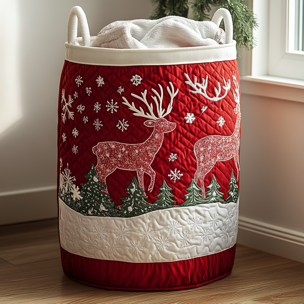 Reindeer Magic Quilted Laundry Basket House Decor Great Christmas Ideas Presents