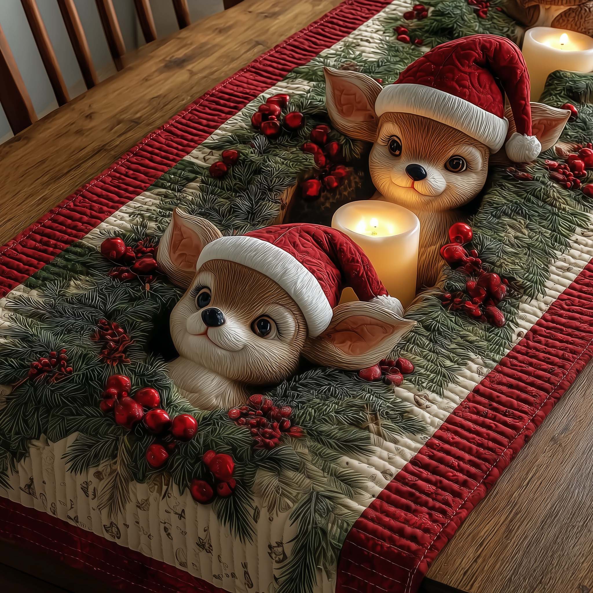 Reindeer Quilted Table Runner Christmas Table Runner Decor Christmas Gifts For Him