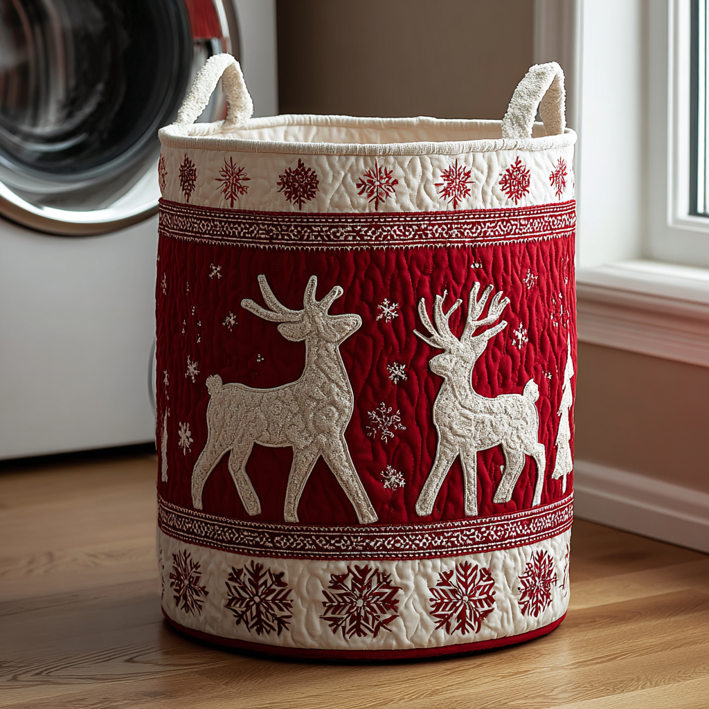 Reindeer Wonder Quilted Laundry Basket The Laundry Basket Christmas Gift For Mom