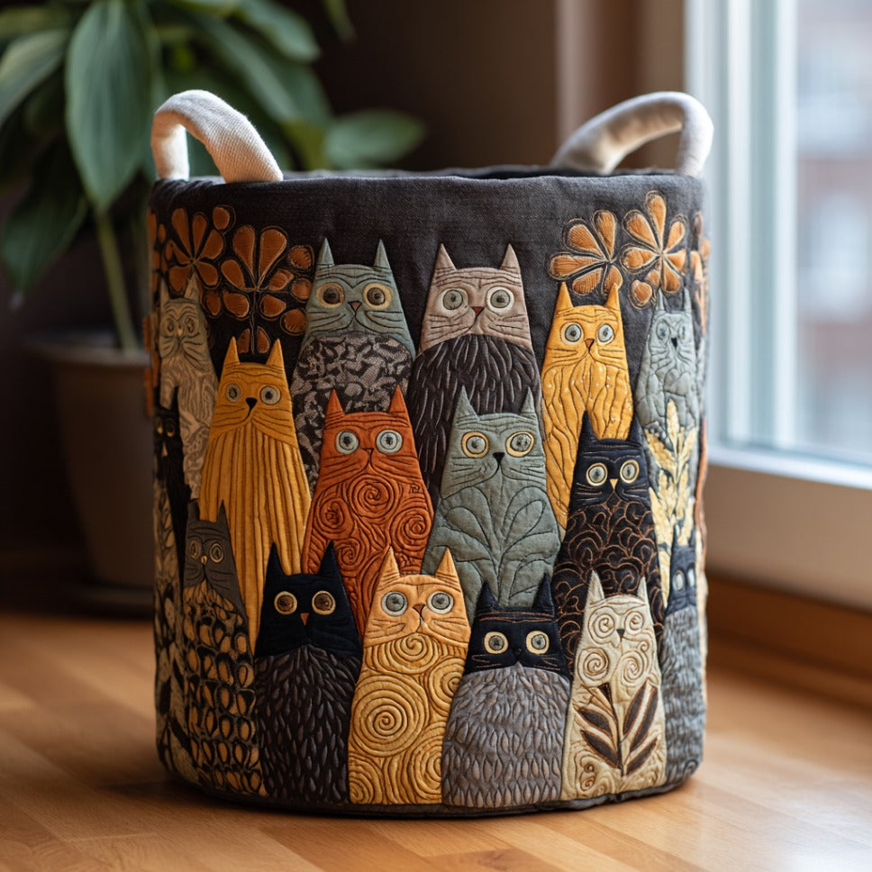 Relaxing Cats Quilted Laundry Basket Best Clothes Hamper Top Gifts For New Homeowners