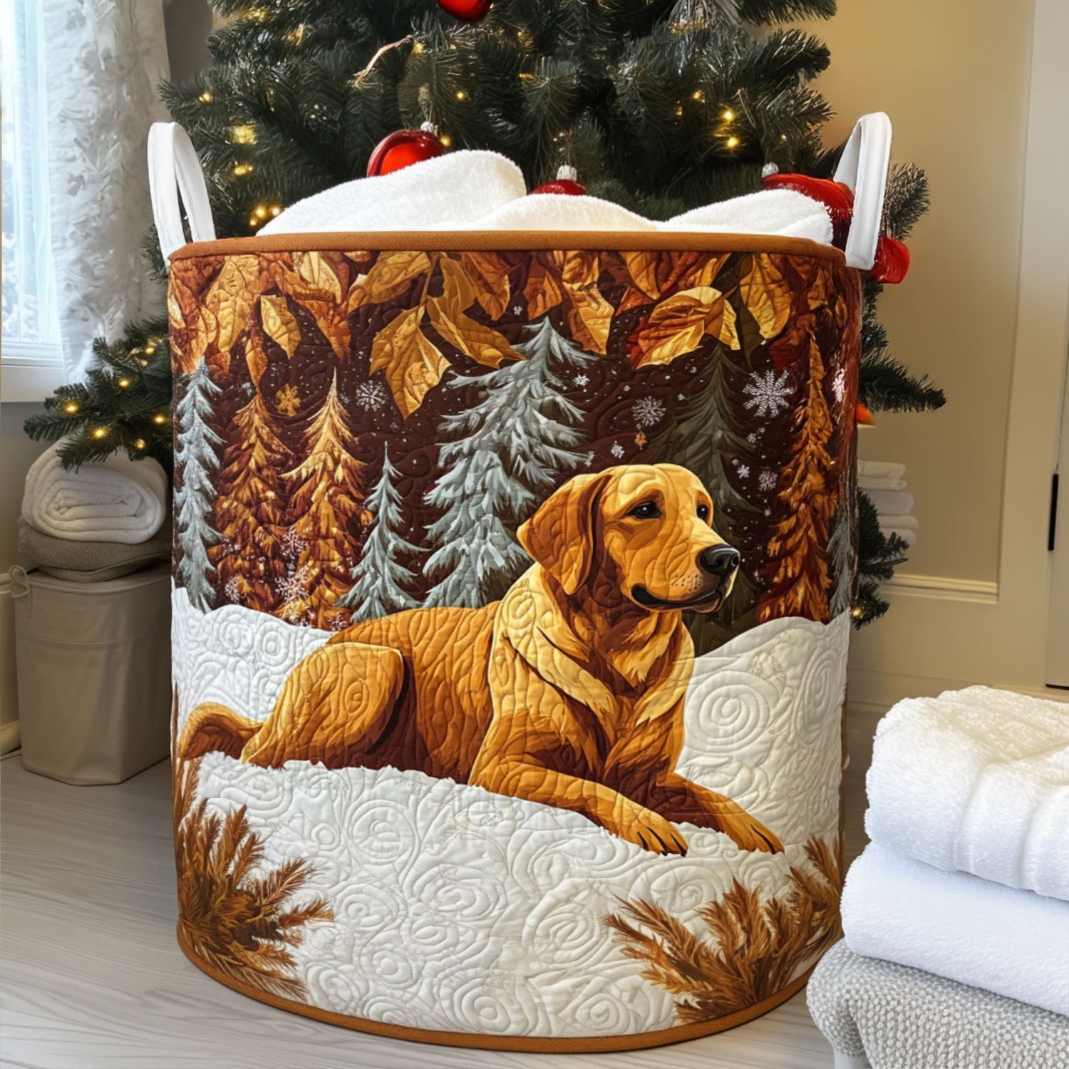 Retriever Charm Quilted Laundry Basket Best Laundry Basket Christmas Presents For Labradors