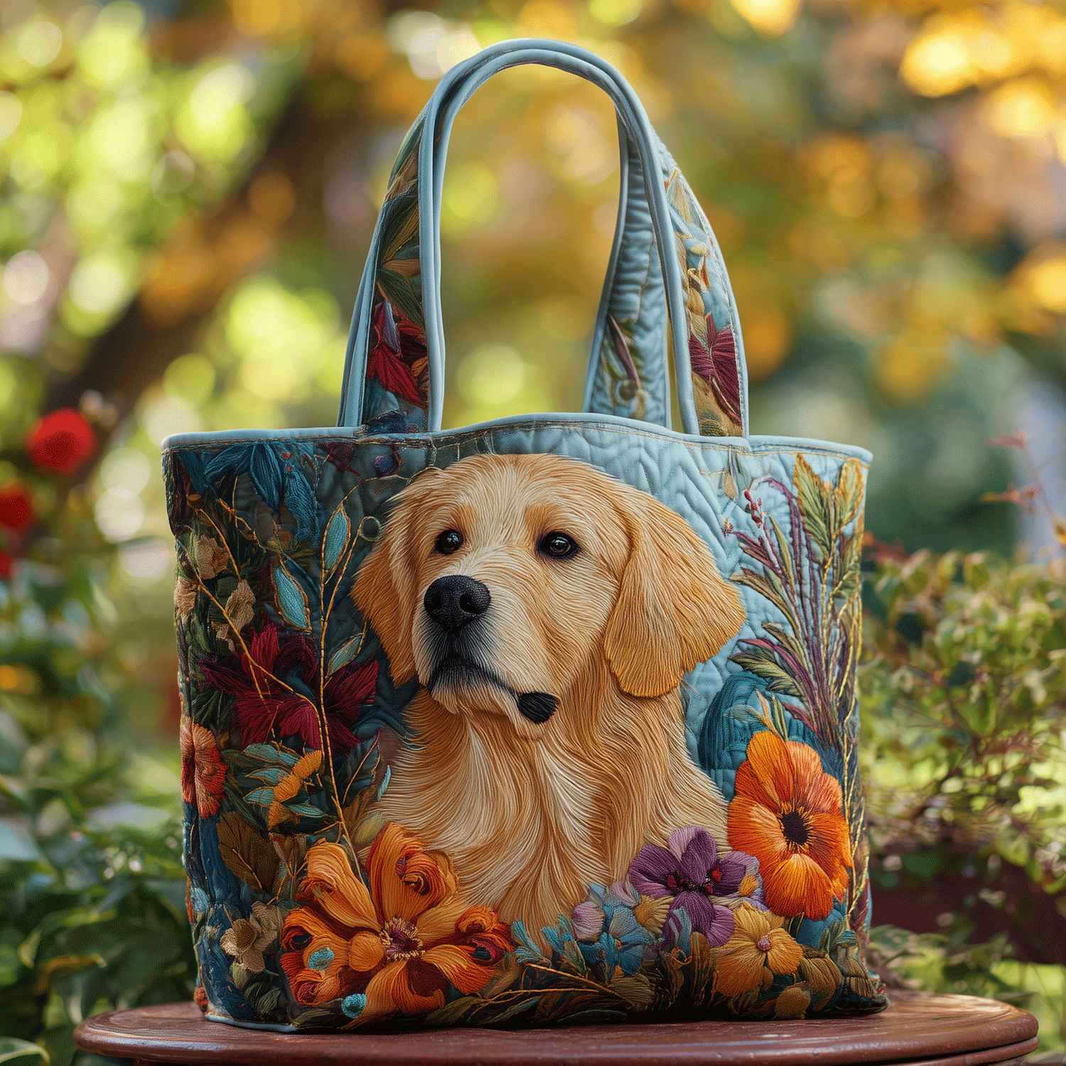 Retriever Garden Quilted Tote Bag Popular Designer Totes Good Birthday Gifts For Your Mom