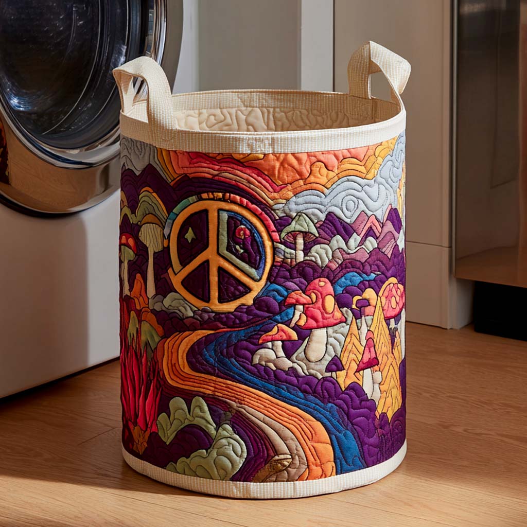 Retro Peacefield Glow Quilted Laundry Basket Basket For Laundry House Warming Presents