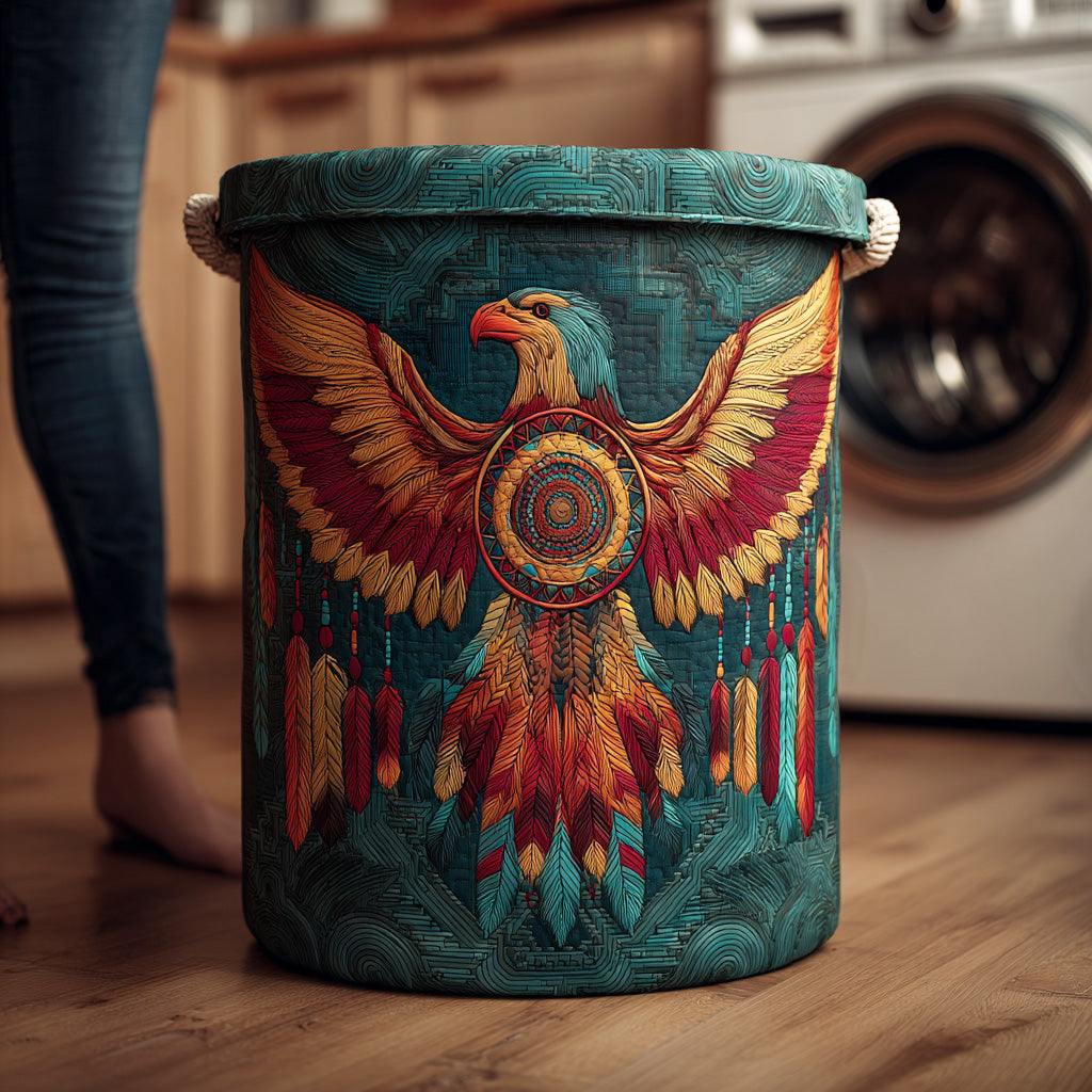 Rising Dawn Eagle Quilted Laundry Basket Clothes Basket Storage Native American Pride Gifts