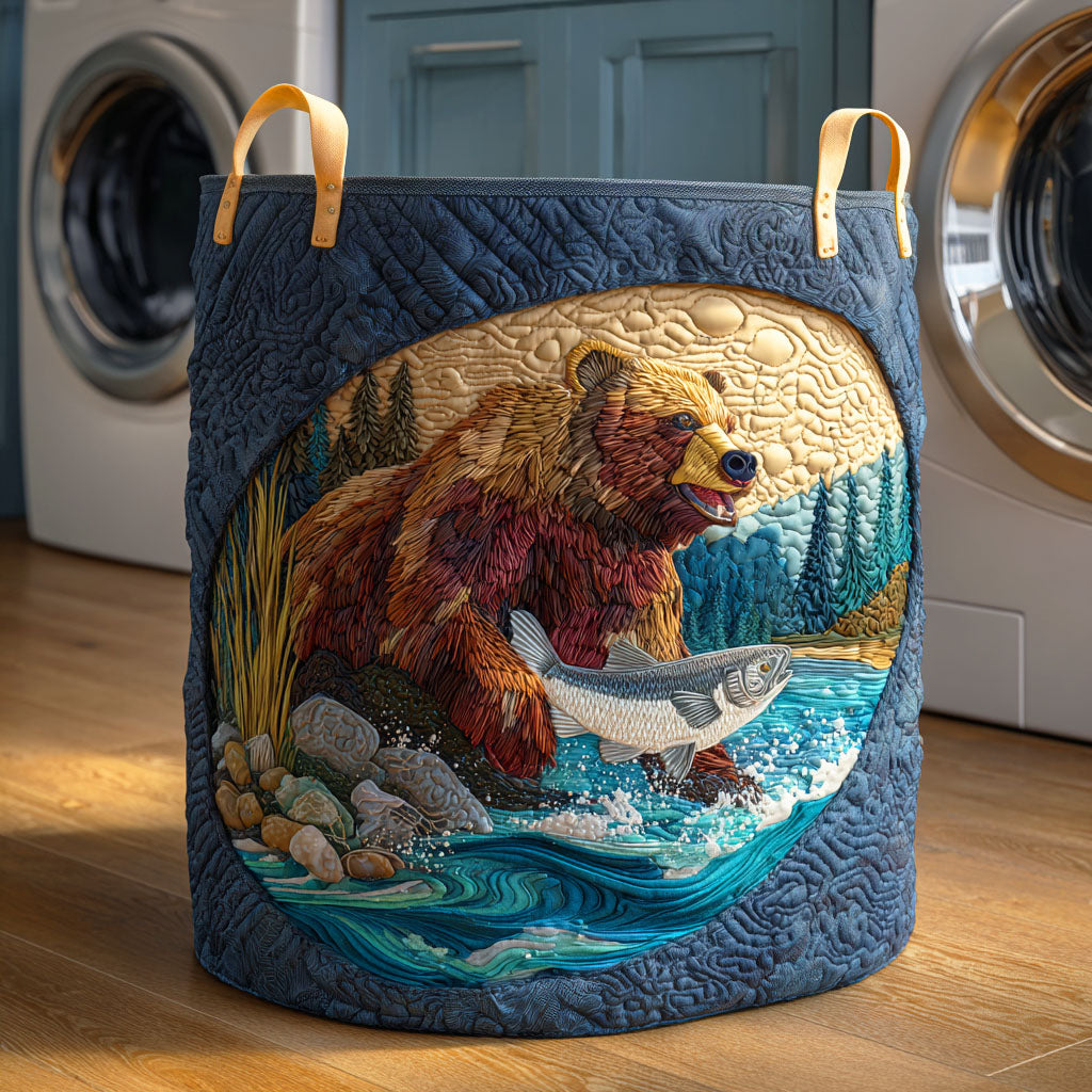 River Bear Quilted Laundry Basket Home Decor Awesome Father's Day Gifts