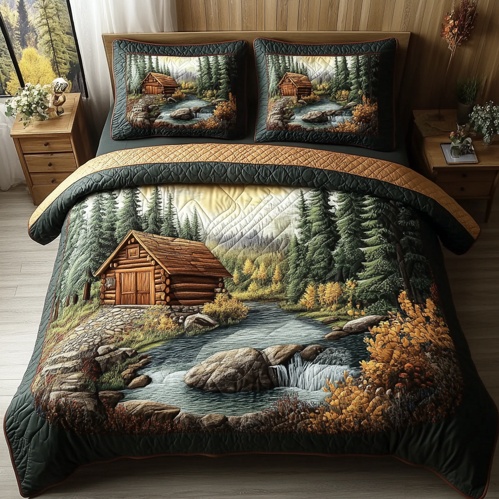River Cabin Quilted Bedding Set Best Sheet Sets Family Holiday Gifts