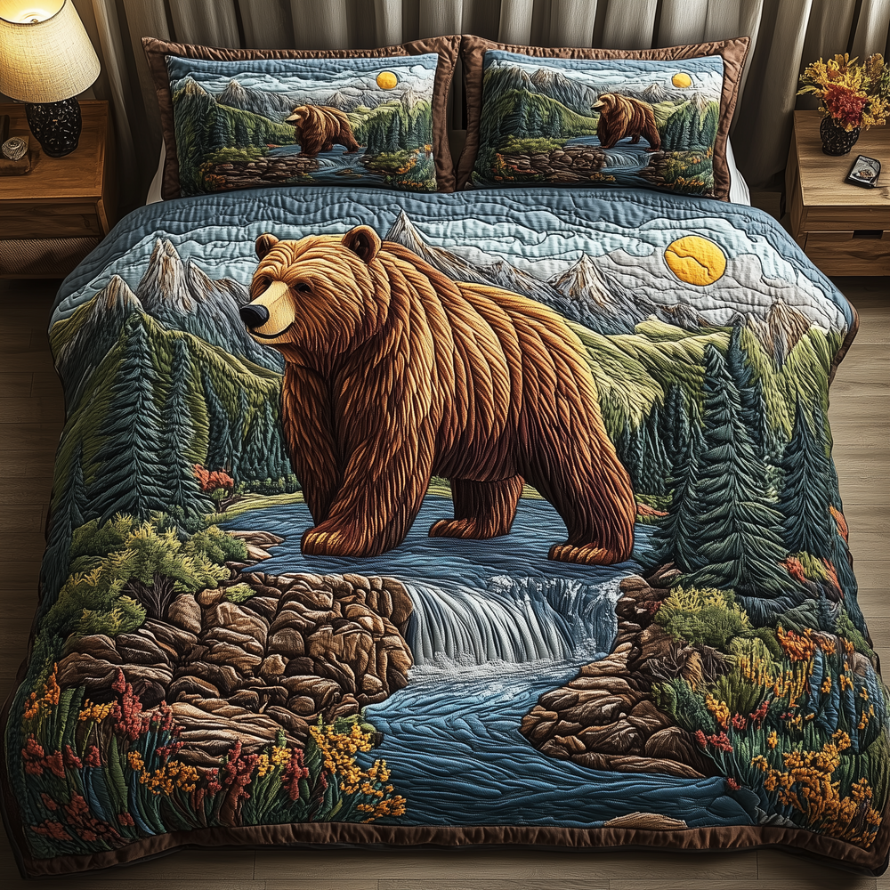 Riverside Majestic Bear Quilted Bedding Set Unique Bed Sheets Bear Christmas Presents