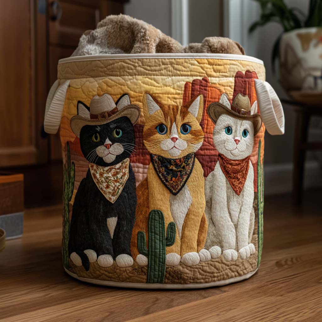 Rodeo Cat Quilted Laundry Basket Dirty Laundry Basket Cat Dad Gifts For Father's Day