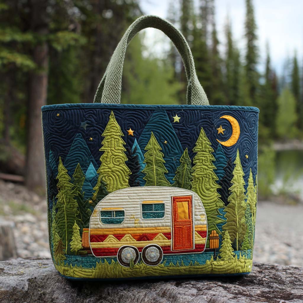 Rolling Cabin Life Quilted Tote Bag Patchwork Tote Bag Mummy Presents From Daughter