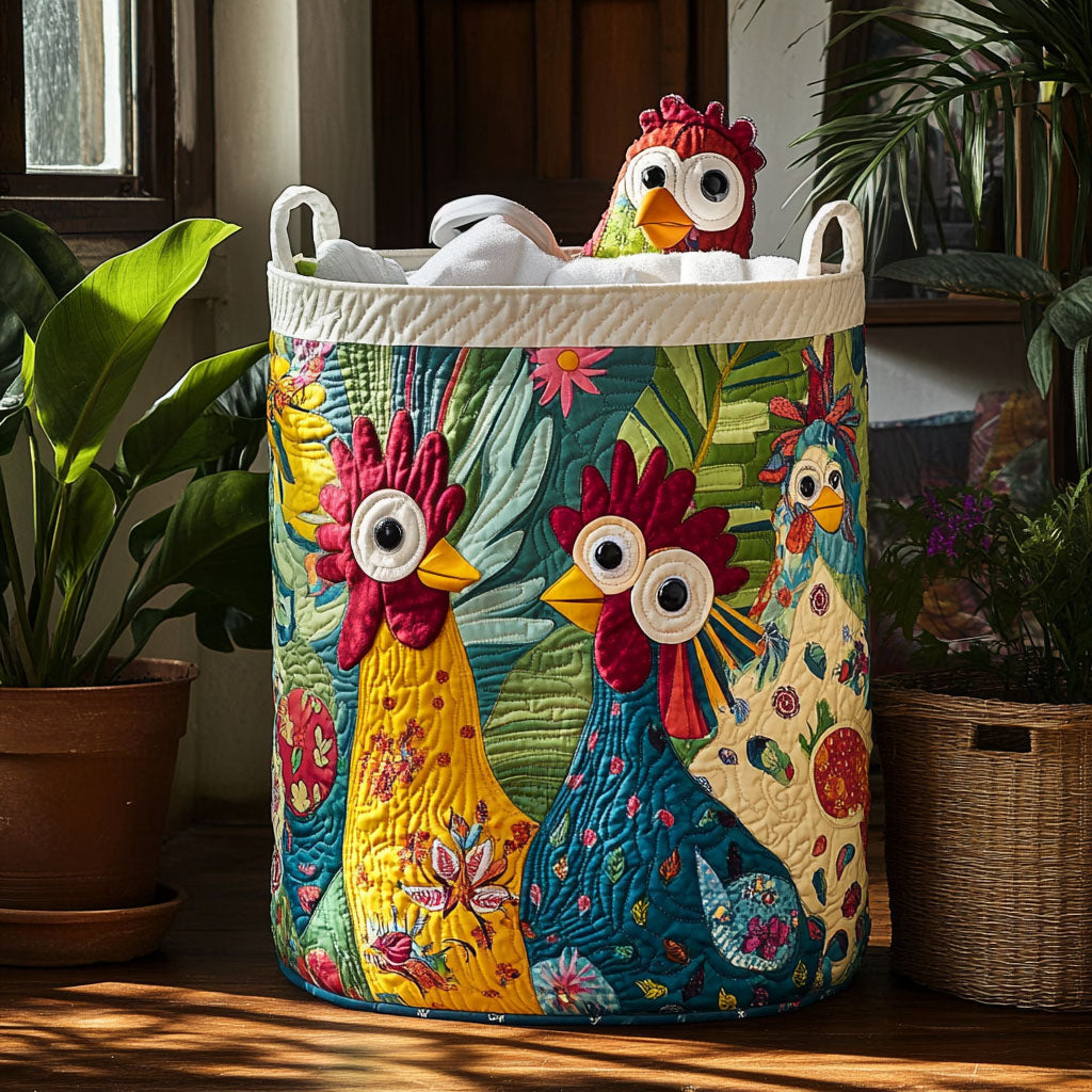 Rooster Ridge Quilted Laundry Basket Foldable Laundry Basket Chicken Related Gifts