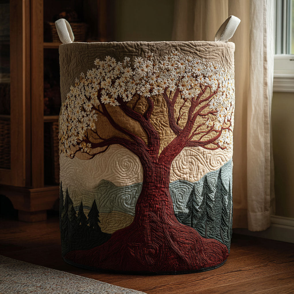 Rooted Glow Quilted Laundry Basket Best Clothes Hamper Tree Of Life Gifts For Family