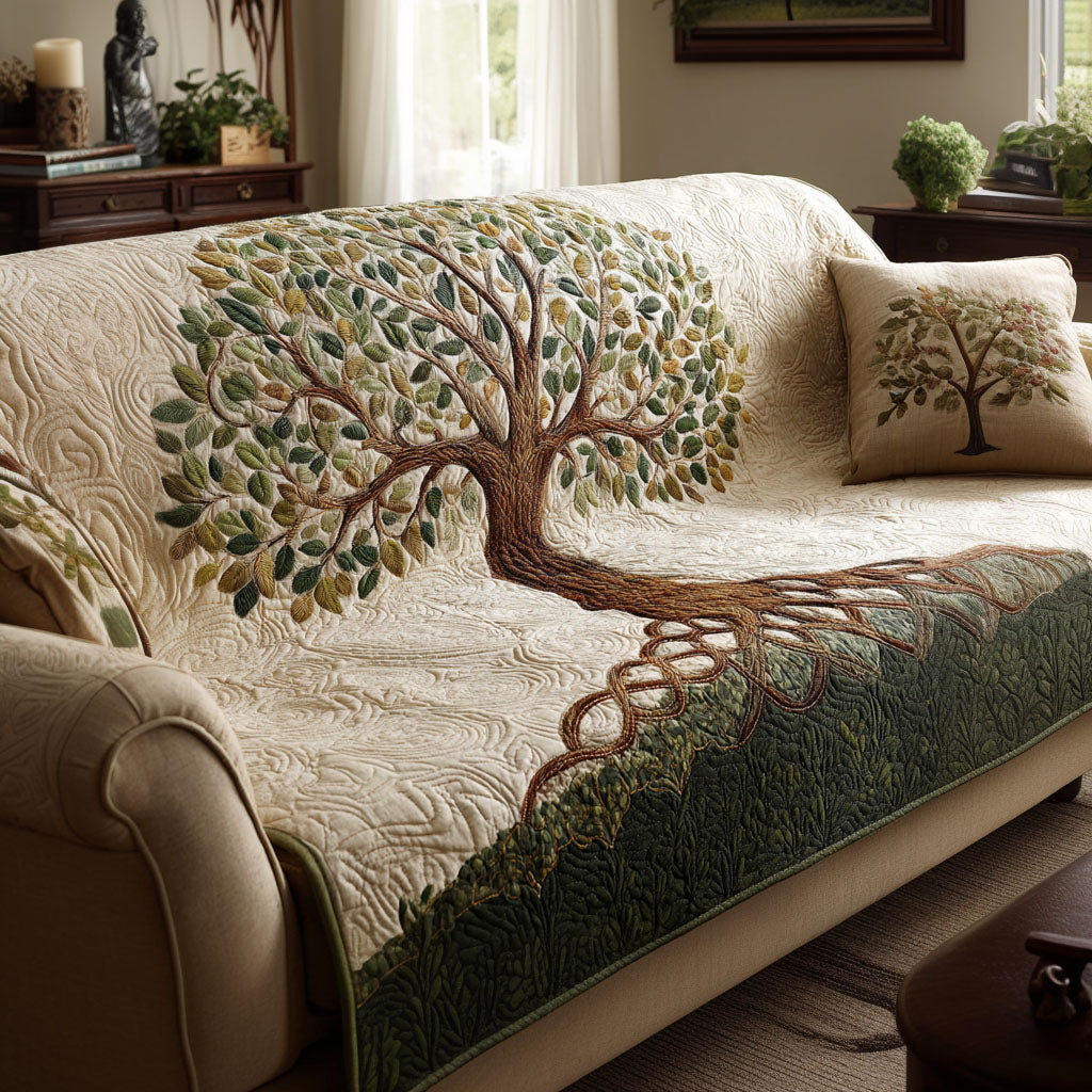 Rooted Glow Quilted Sofa Cover Sofa Blanket Cover Tree Of Life Gifts Father'S Day