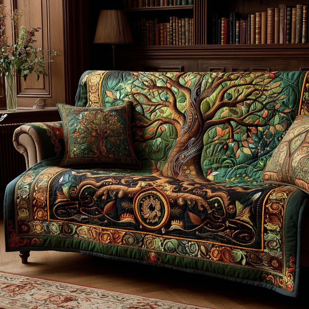 Rooted Harmony Quilted Sofa Cover Couch Seat Covers Tree Of Life Gifts For Family