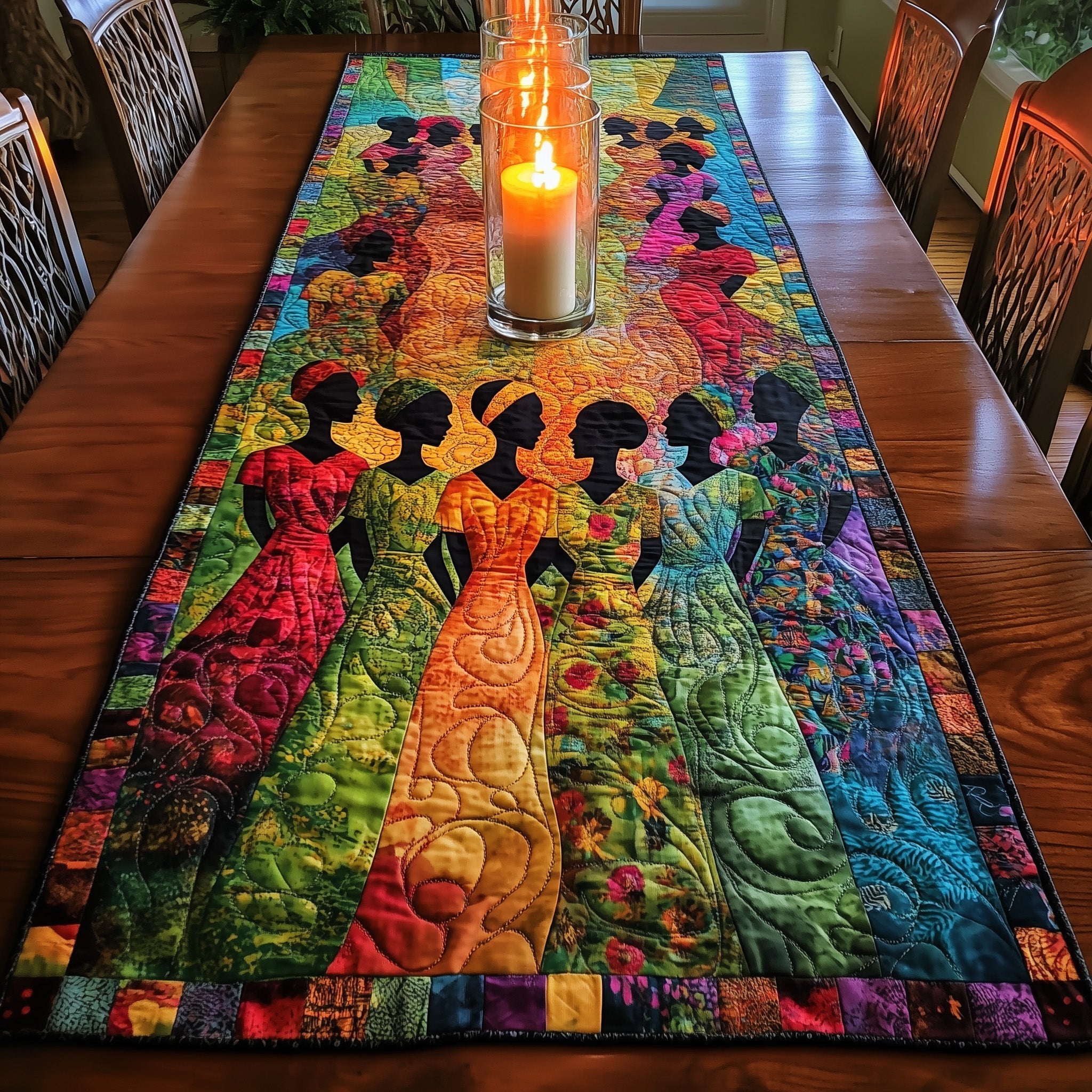 Rooted in Grace Quilted Table Runner Dining Room Decor Melanin African American Gifts