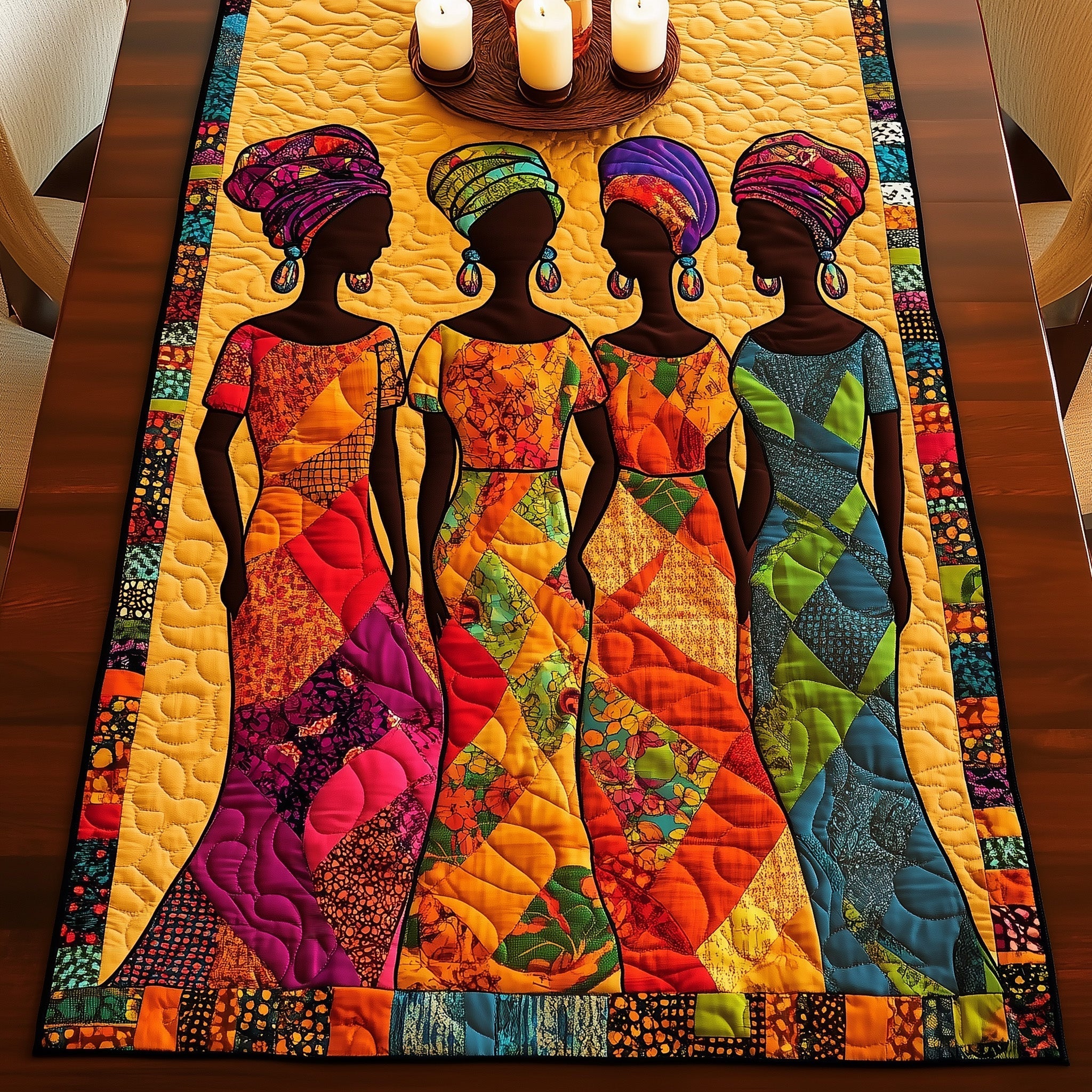 Rooted in Grace Quilted Table Runner Dinner Table Decor Melanin Black Women Gift Ideas