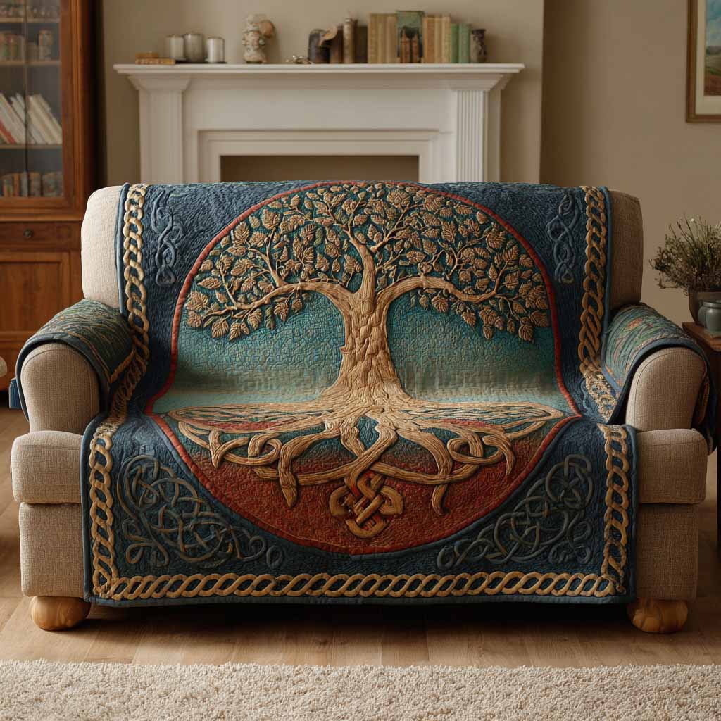 Rooted Majesty Quilted Sofa Cover Indoor Decor Tree Of Life Gifts For Men