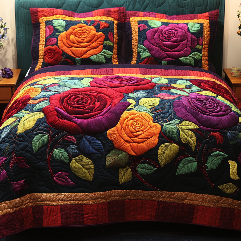 Rose Bloom Quilted Bedding Set Best Sheets Ever Special Step Dad Gifts