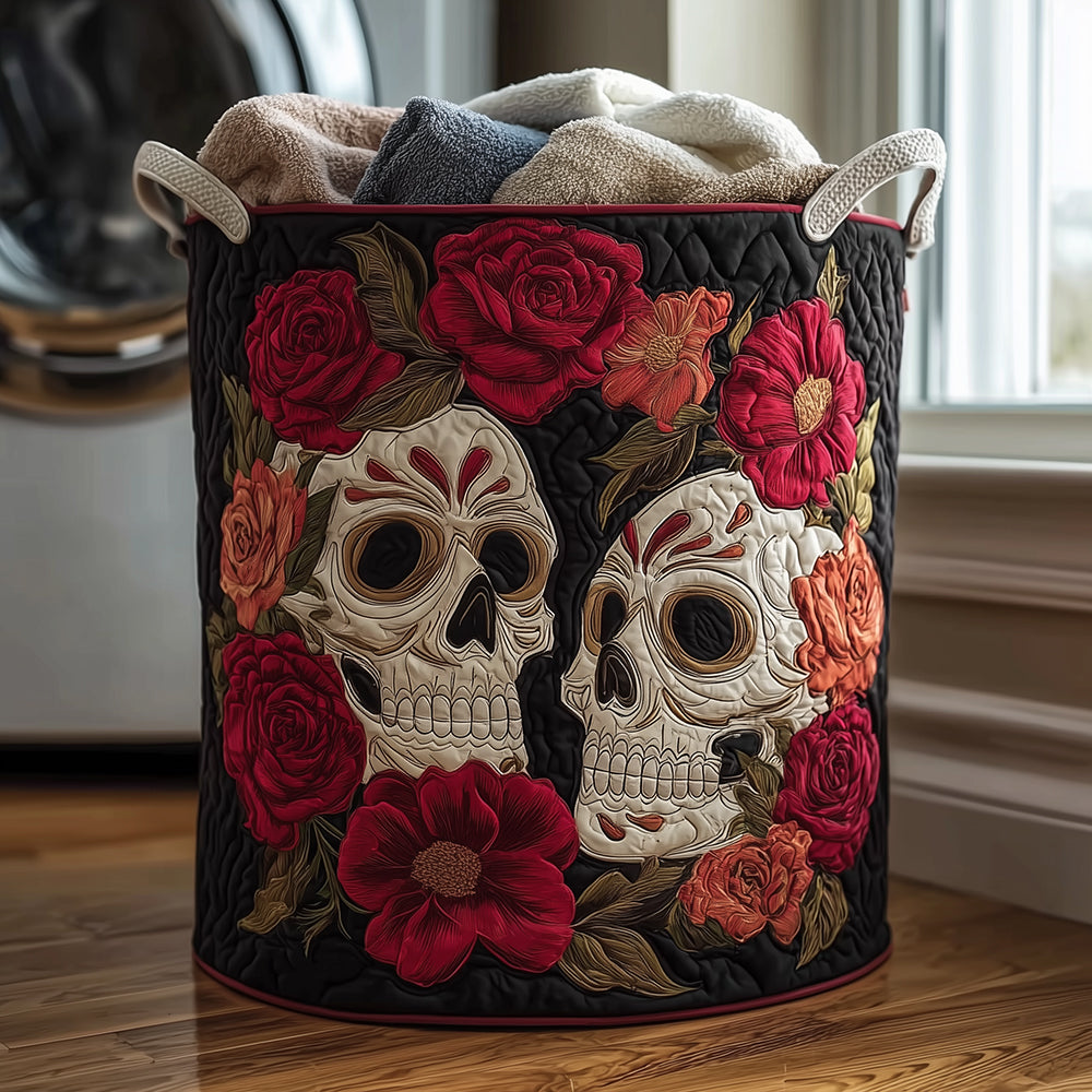 Rose Skull Quilted Laundry Basket Laundry Room Ideas Day Of The Dead Gifts For Mum