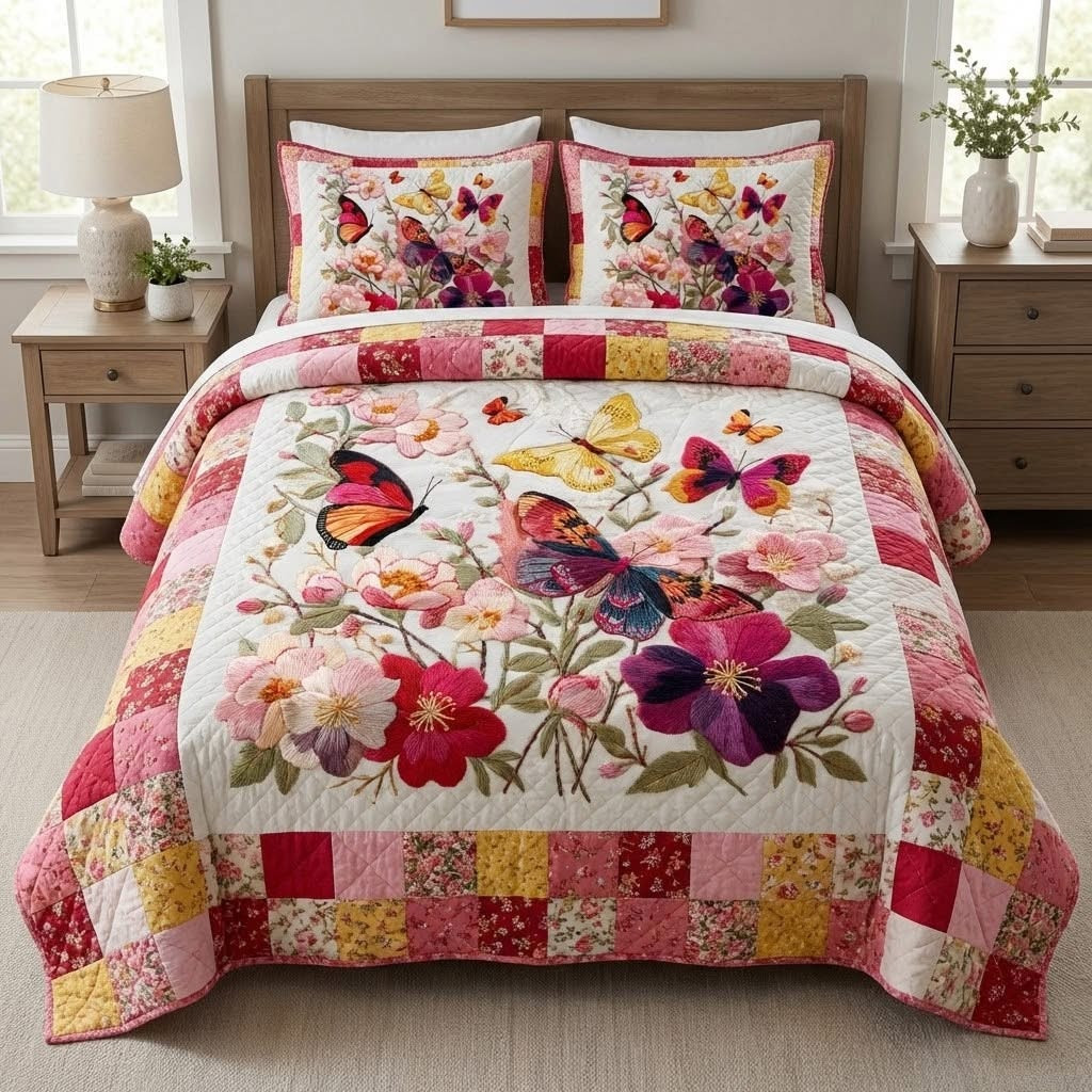 Rosewing Glow Quilted Bedding Set Colorful Floral Bed Sheet Set Mother's Day Gifts Ideas