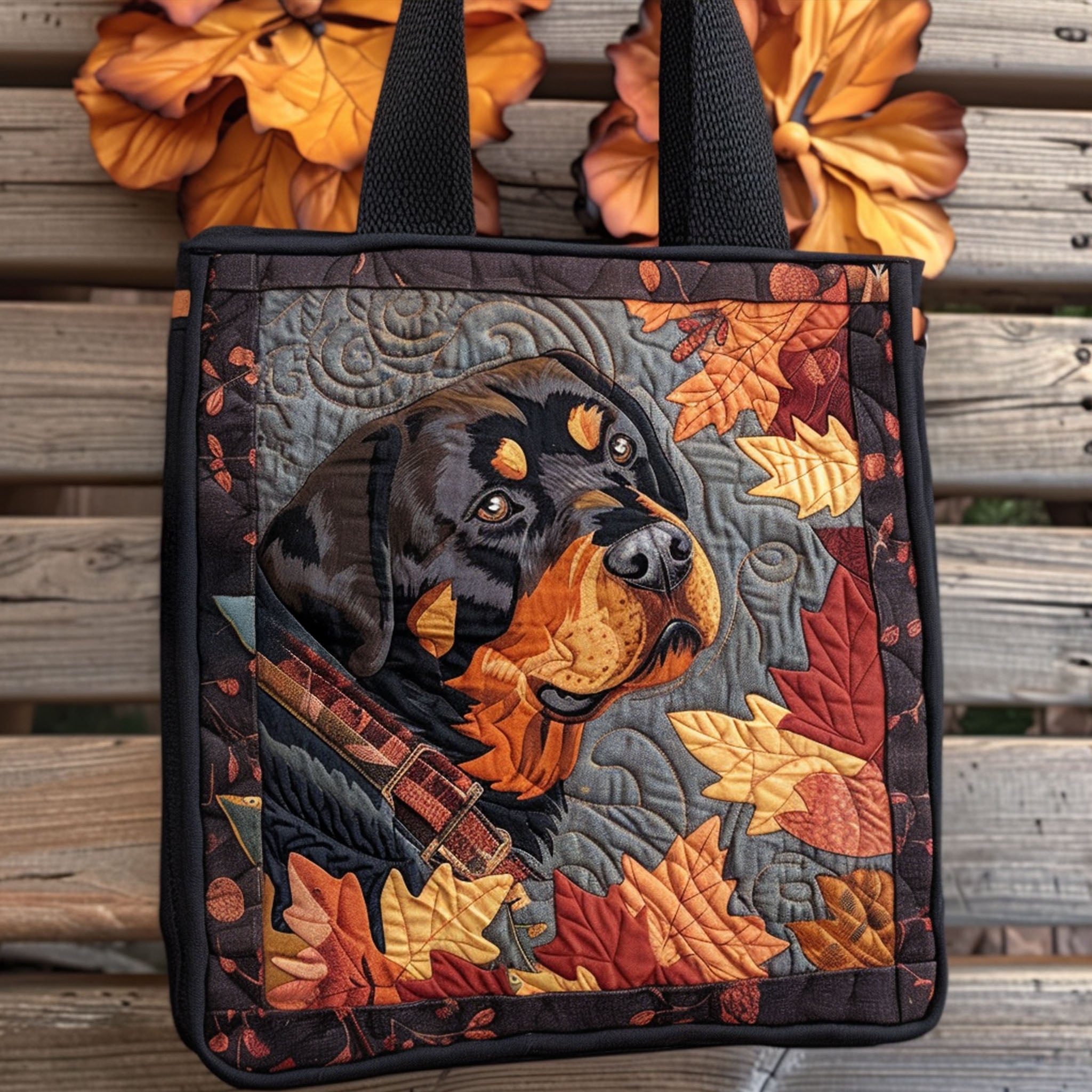 Rottweiler Spirit Quilted Tote Bag Best Tote Bag Awesome Mother's Day Gifts For Mom