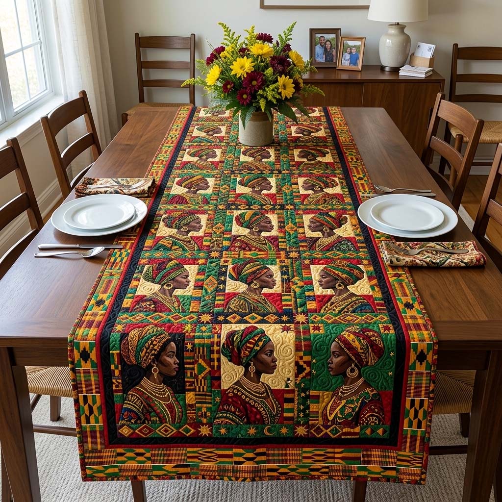Royal African Quilted Table Runner Dining Table Decor Ideas Gifts For Black History Month