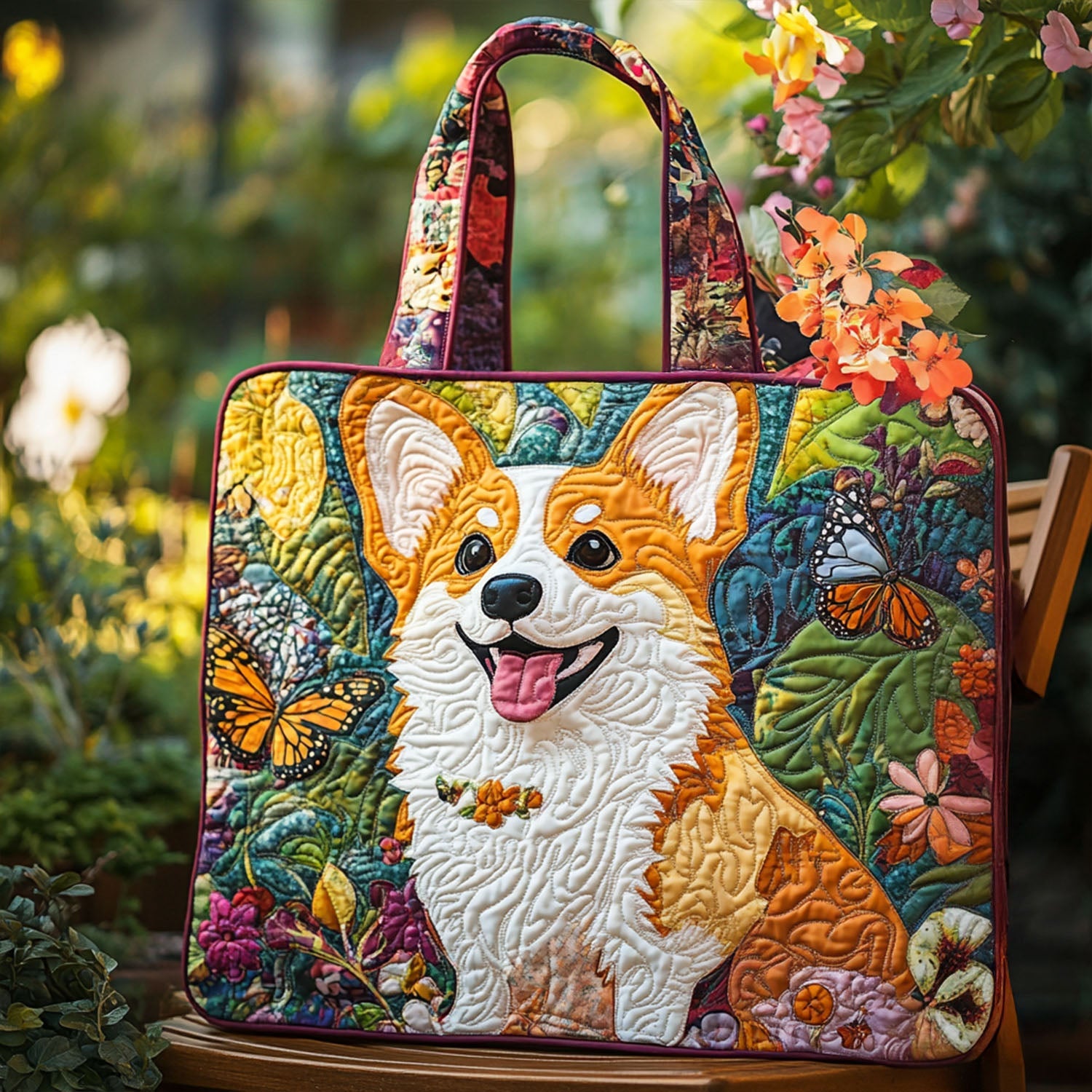 Royal Corgi Charm Quilted Tote Bag Handbags Special Mother's Day Gifts