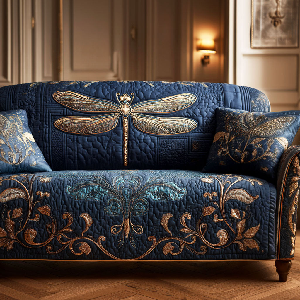 Royal Flight Quilted Sofa Cover Sofa Protector Cover Gifts For Dragonfly Lovers