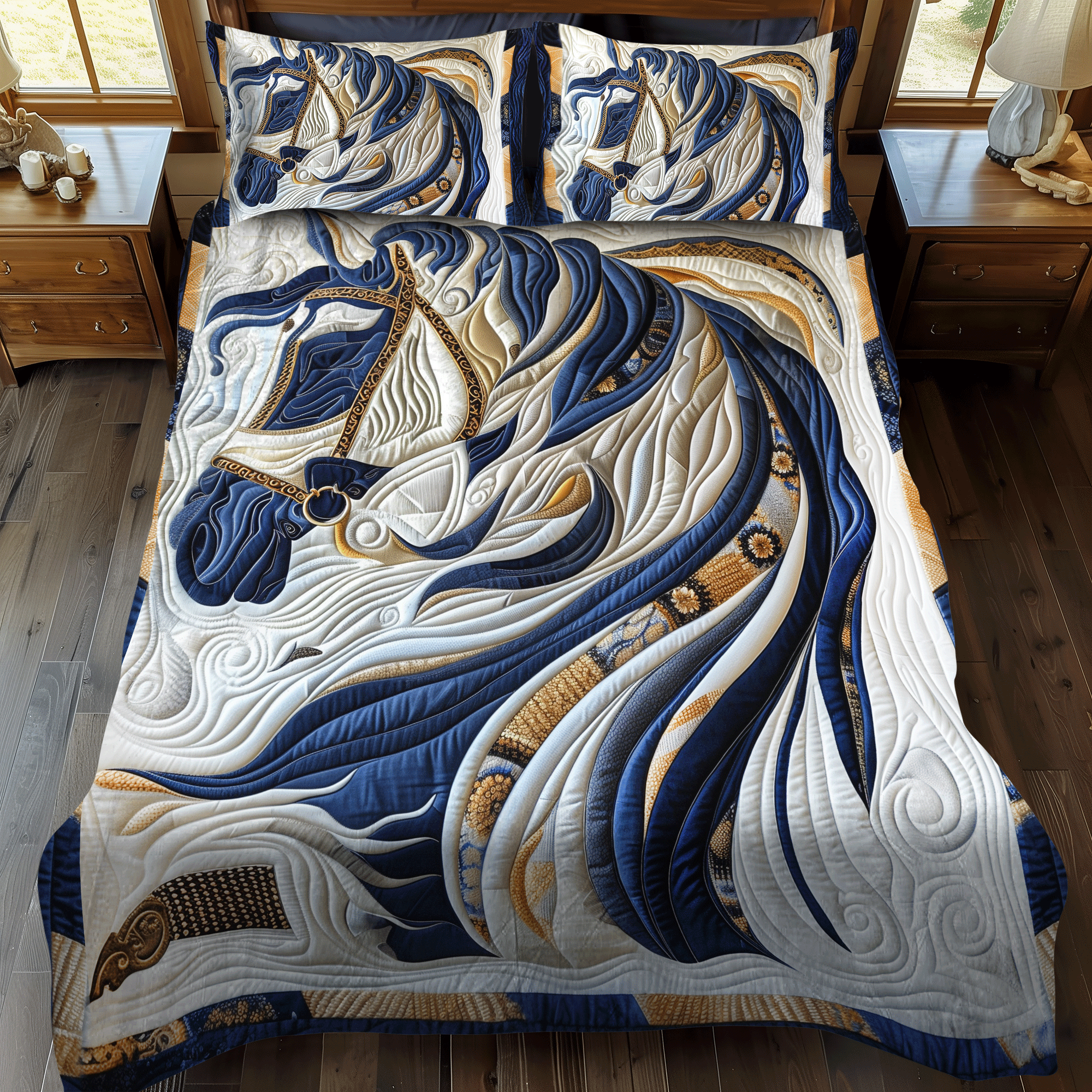Royal Horse Quilted Bedding Set Best Comforter Sets Gift Ideas For Horse Lovers